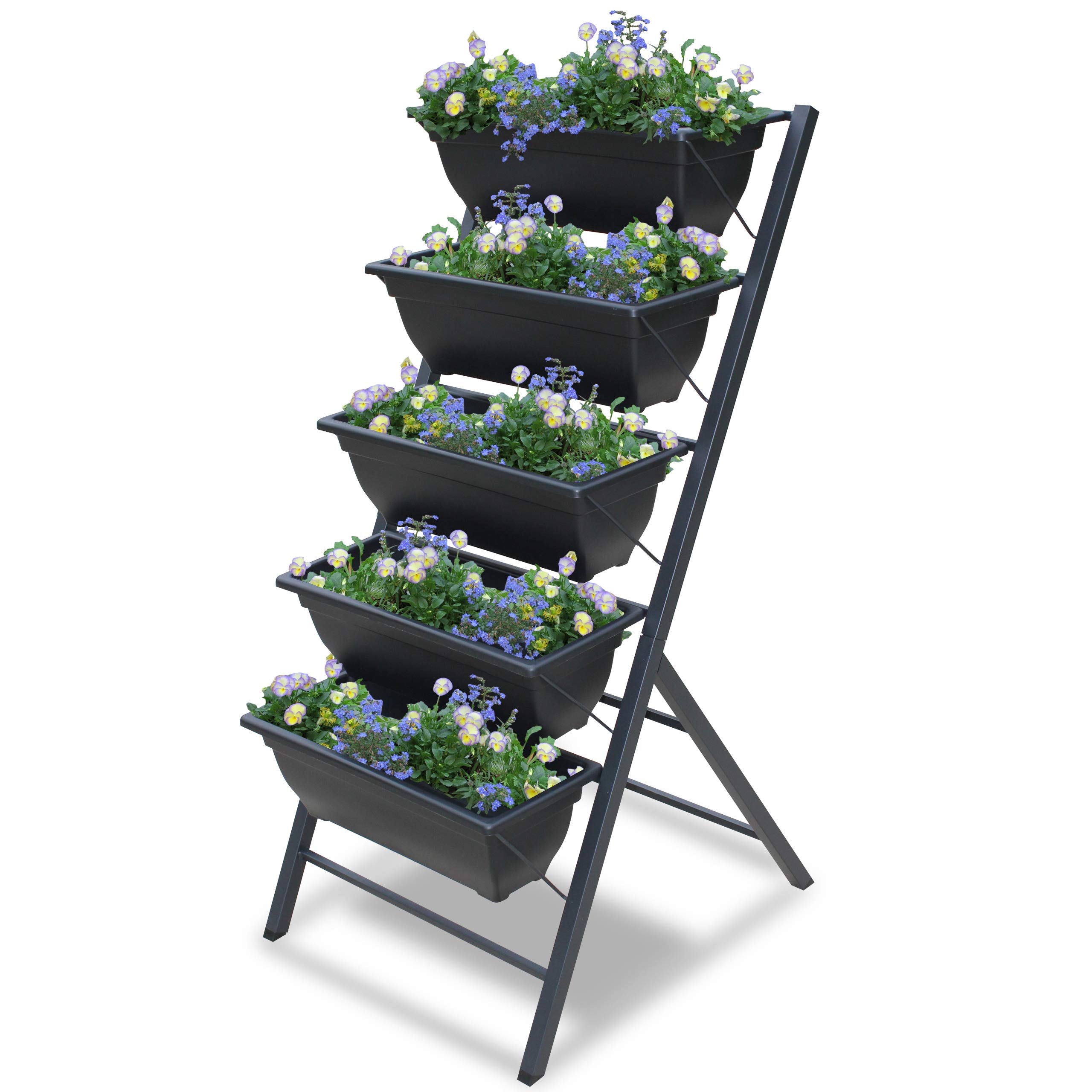 5-Tier Vertical Garden Planter - Sturdy Metal Raised Planting Box with Removable Containers (3.75ft Height) for Indoor/Outdoor Plants, Flowers, Herbs & Vegetables - Perfect for Small Spaces, Balconies & Urban Gardening