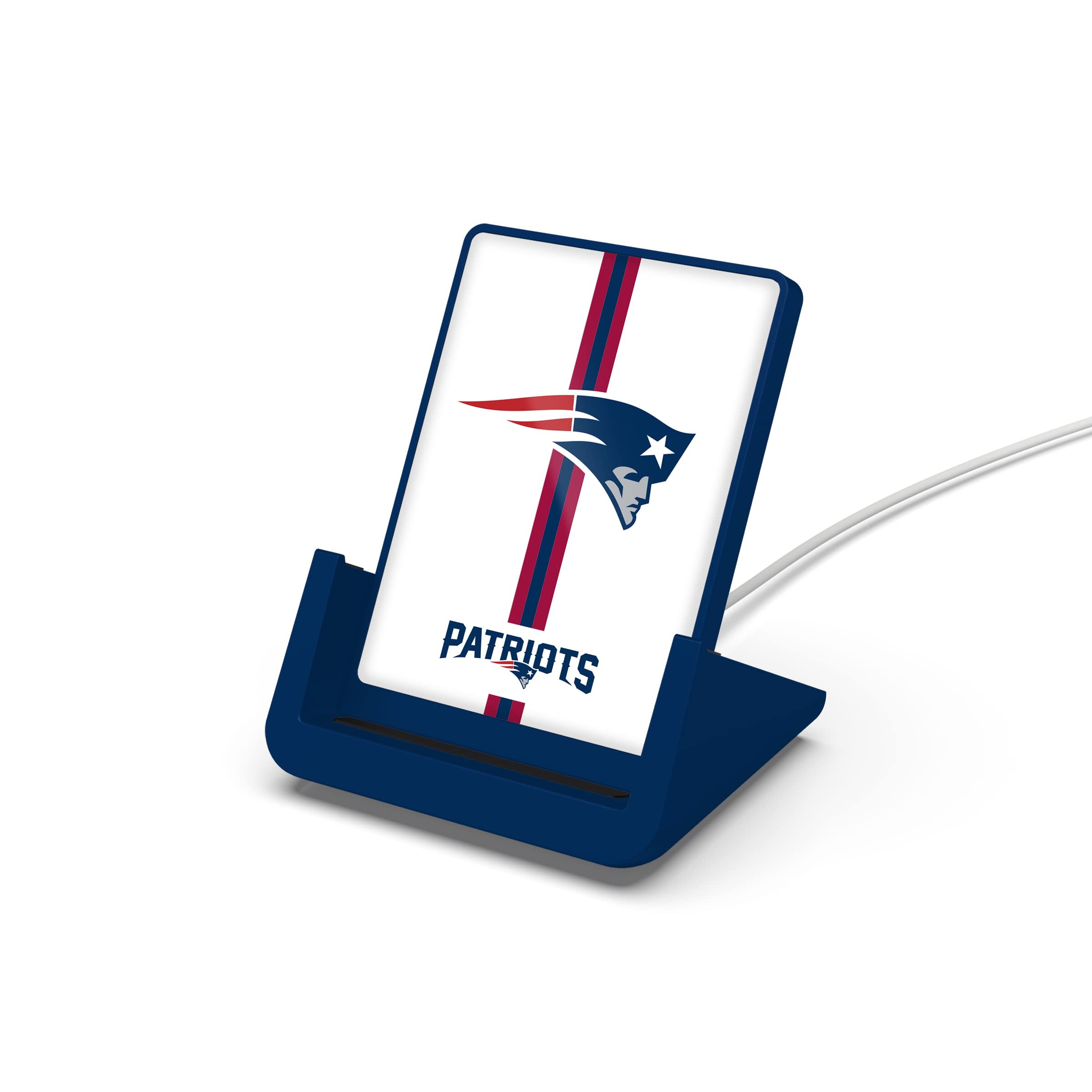 SOAR NFL New England Patriots Wireless Charging Stand V.4 - Fast Qi-Certified Phone Charger for iPhone & Android - Perfect for Home, Office & Game Day Decor