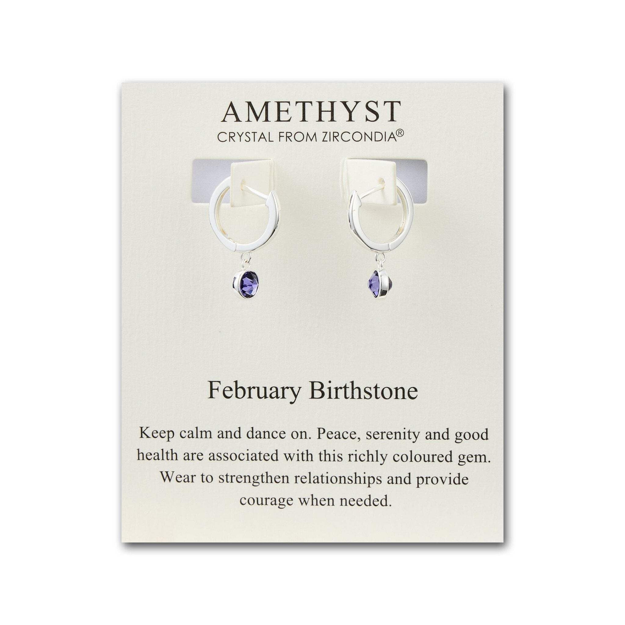Amethyst Hoop Earrings with Zirconia - February Birthstone Jewelry for Women