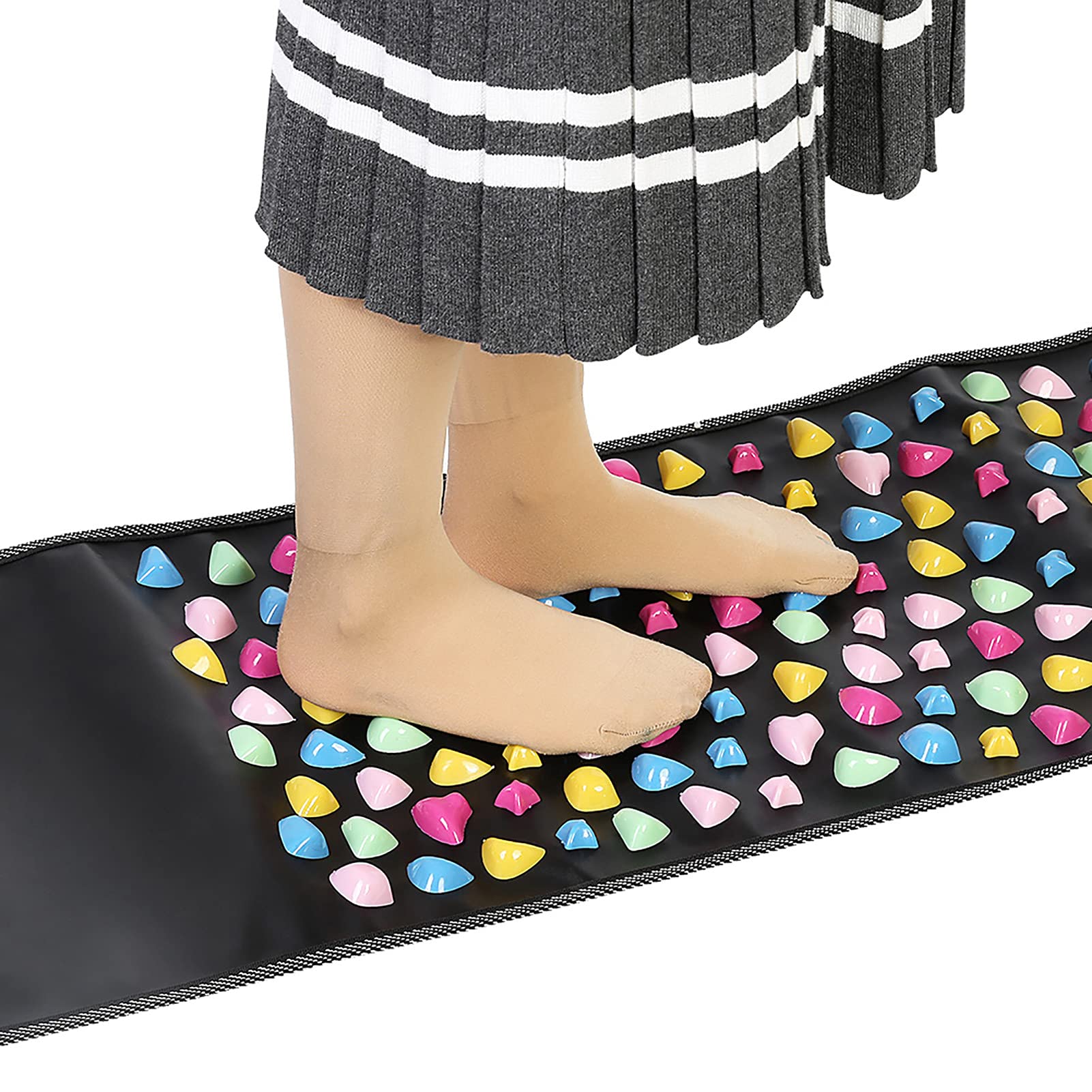Reflexology Walk Stone Foot Massage Mat - Natural Pebble Acupressure Mat for Pain Relief & Relaxation - Perfect for Home Spa, Yoga, and Stress Relief Therapy