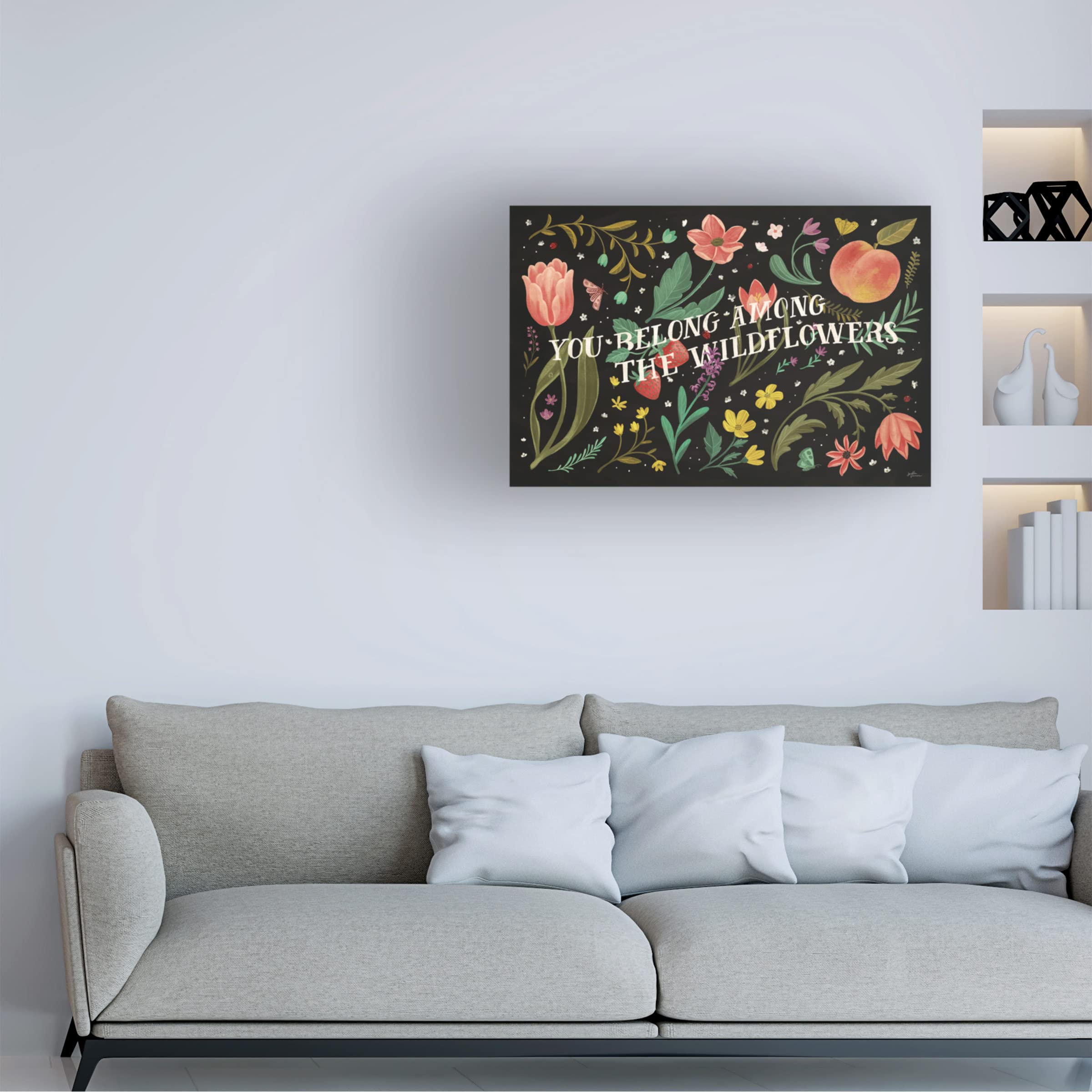 Janelle Penner Spring Botanical IV Black Canvas Wall Art - Modern Floral Home Decor for Living Room, Bedroom & Office - Handmade Framed Painting for Housewarming Gift