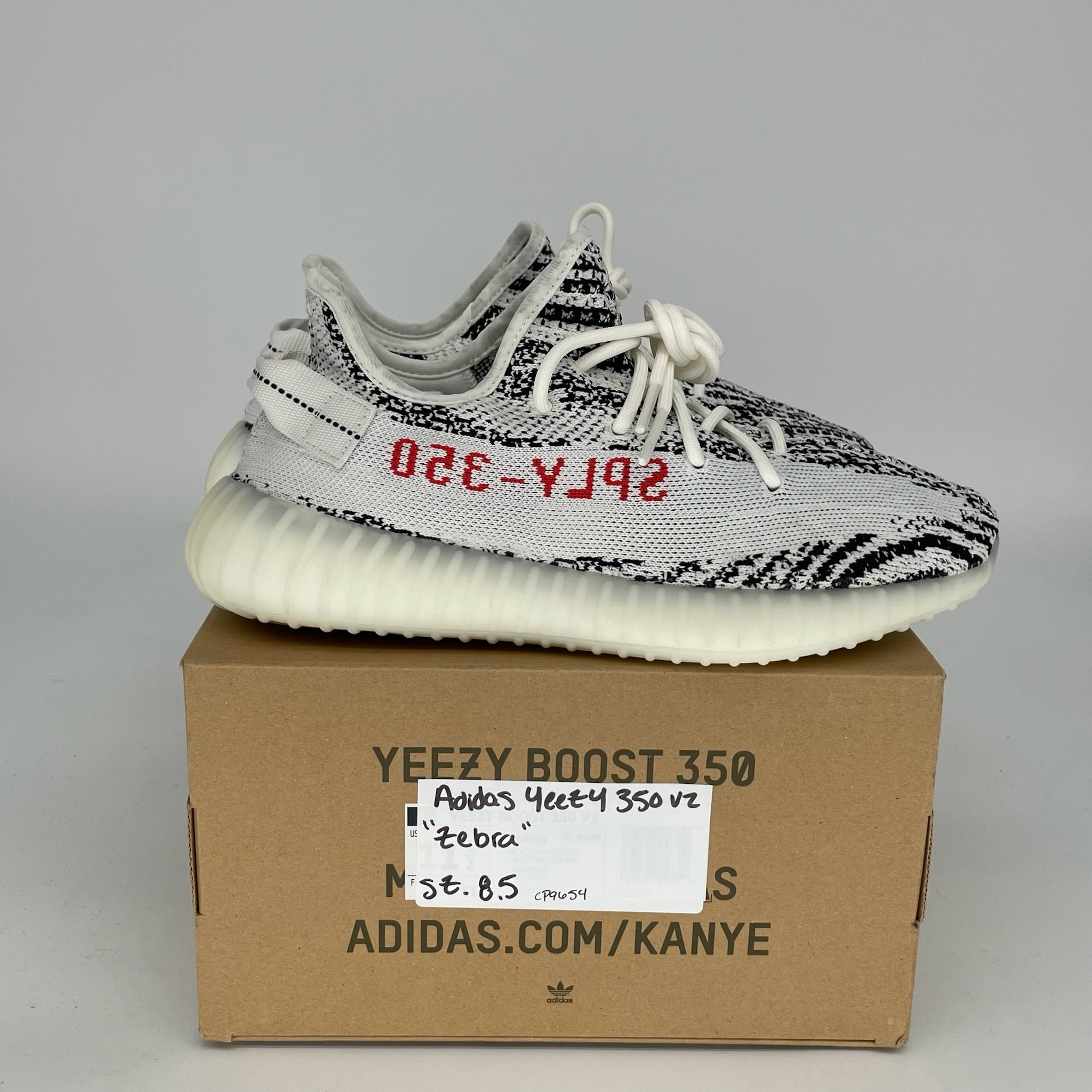 Adidas Yeezy Boost 350 V2 Zebra - Men's Running Shoes Size 8.5 (CP9654) | Comfortable Sneakers for Casual Wear, Gym & Street Fashion