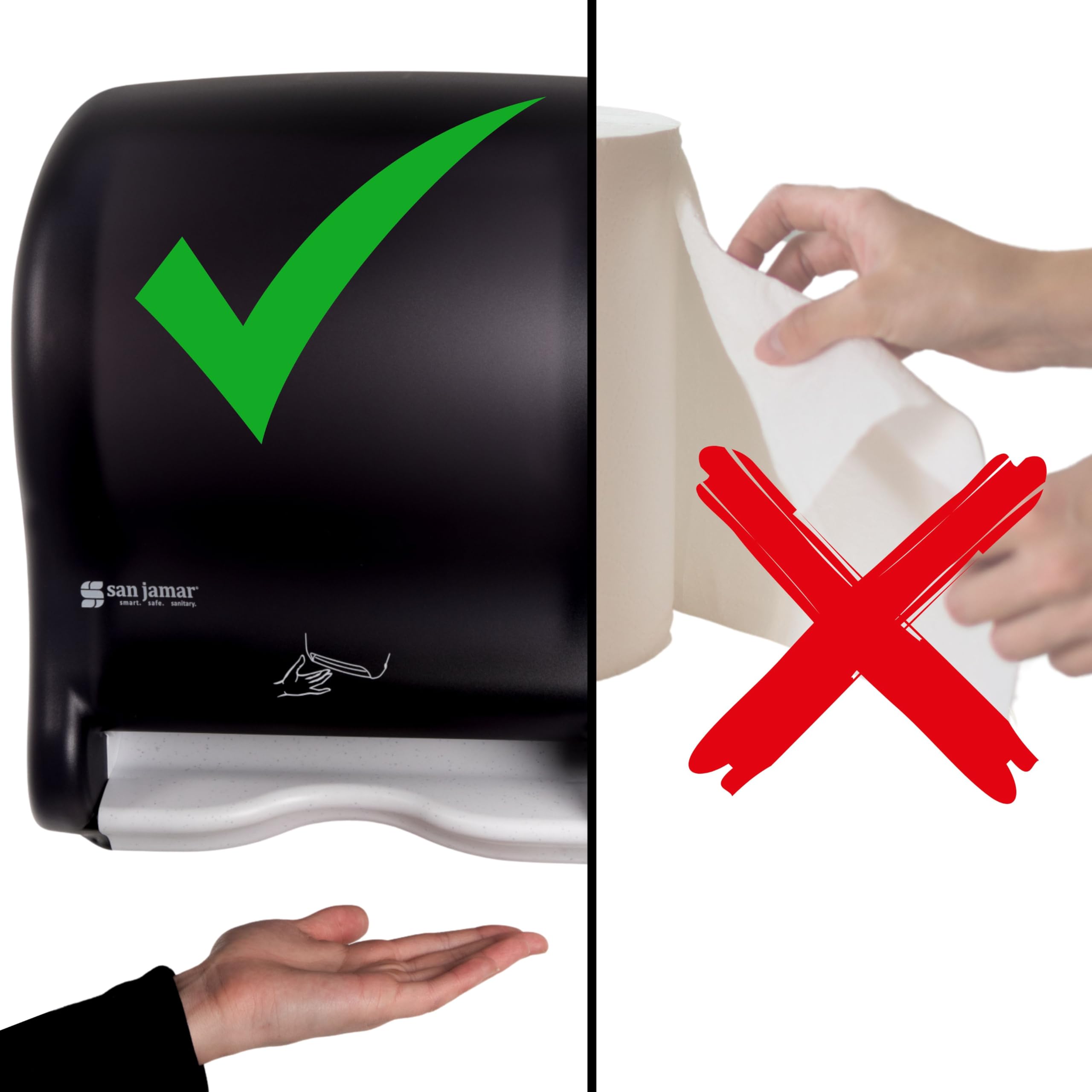 San Jamar Classic Smart Essence Plastic Paper Towel Dispenser - Black Pearl, 10 x 14.5 x 12.5 Inches - Bathroom & Kitchen Towel Holder for Countertop, Wall Mount - Hygienic & Space-Saving Solution for Homes, Offices & Restaurants