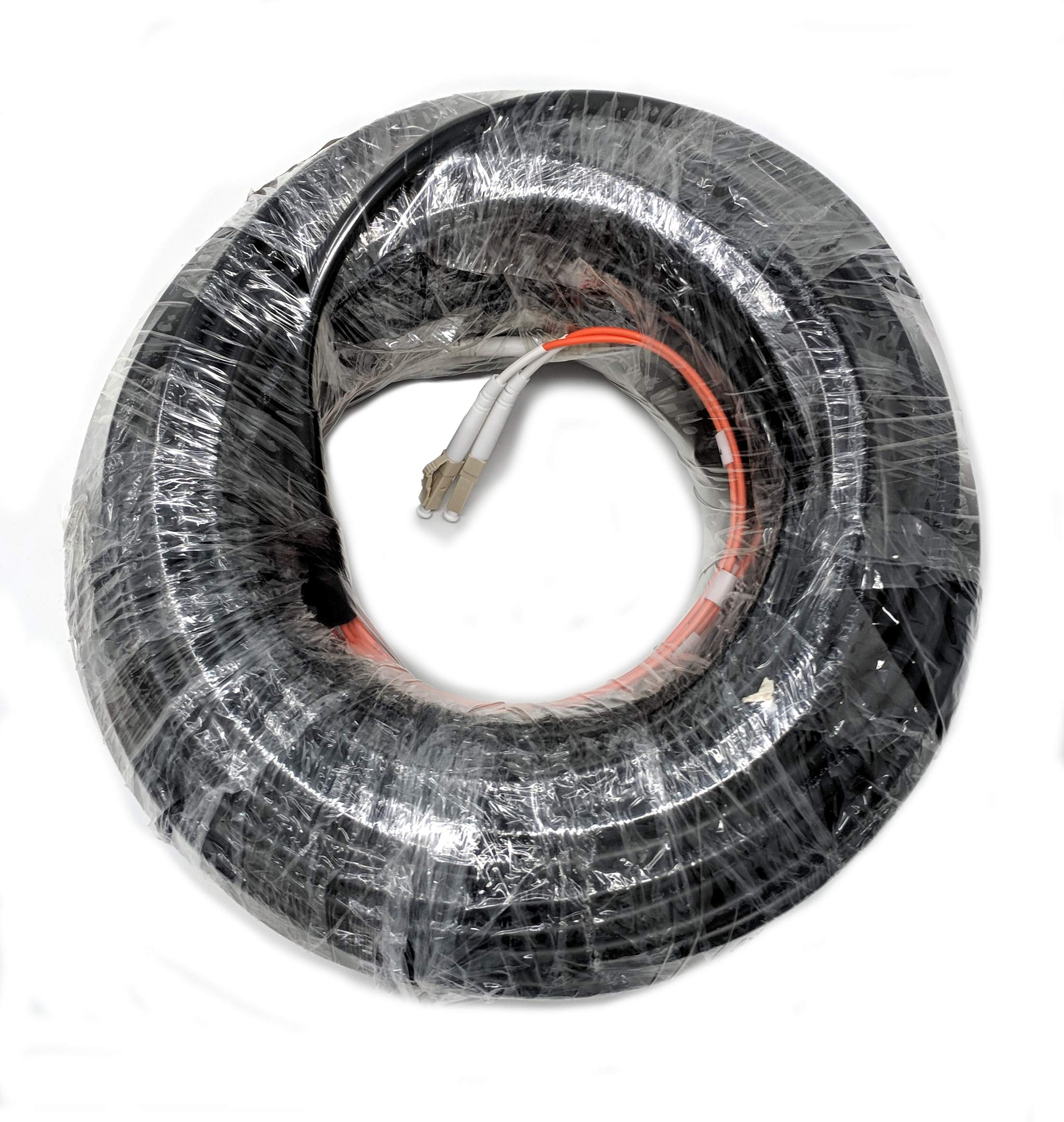 RiteAV Direct Burial Outdoor LC-LC Duplex 2-Strand Multimode Fiber Optic Cable (50/125, 25M/82ft) - High-Speed Data Transmission for Network Installations, CCTV, and Telecom Applications