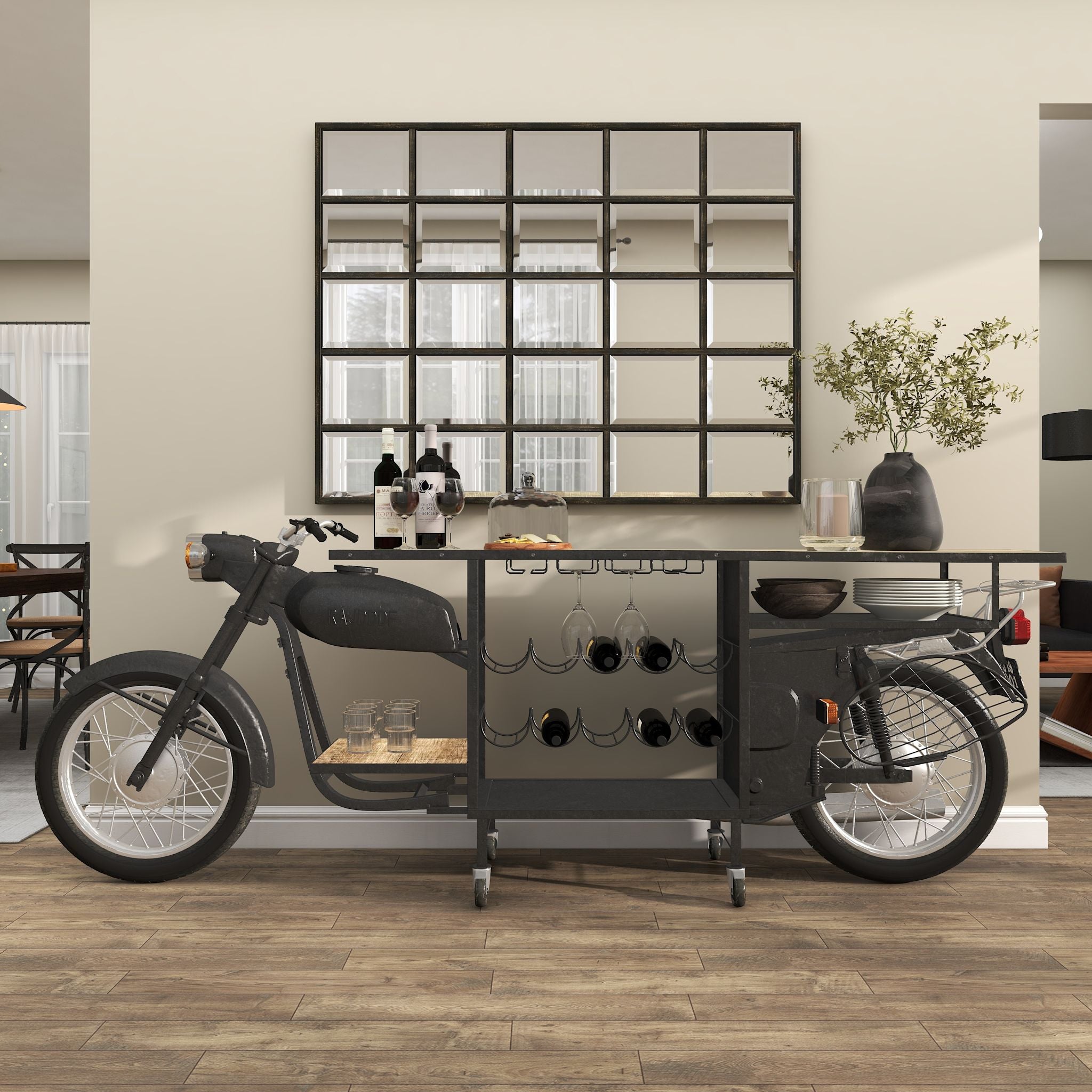 Andres Black Bar Unit - Modern Home Bar Cabinet for Living Room, Kitchen & Dining Room - Perfect for Entertaining & Storage