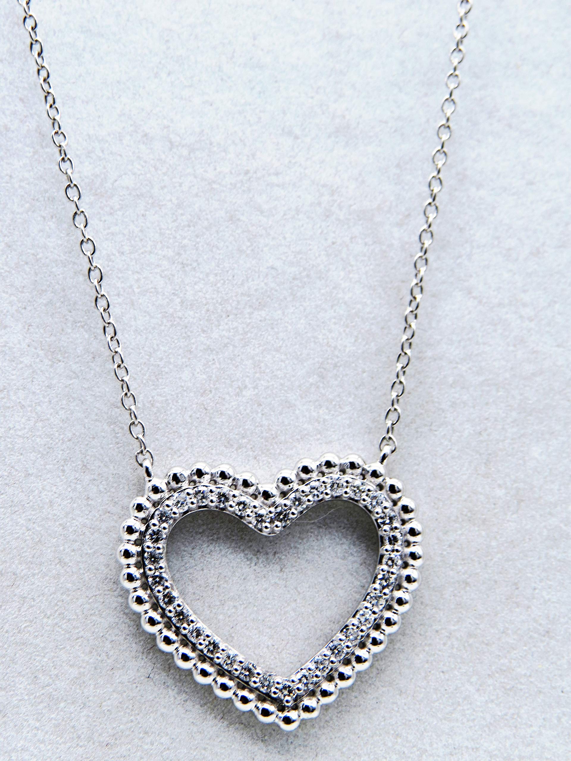 0.50 Cttw 14K Solid White Gold Heart Pendant with Round White Diamonds for Women - Elegant Jewelry Gift for Valentine's Day, Anniversary & Special Occasions
