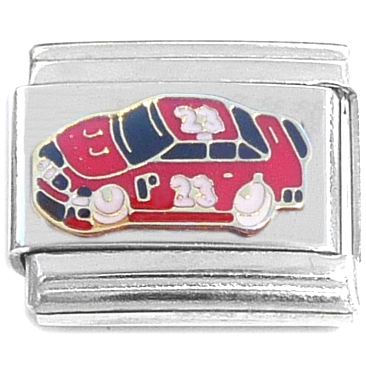 Red Race Car Italian Charm Bracelet - High-Quality Stainless Steel Beads for Jewelry Making & DIY Gifts - Perfect for Sports Enthusiasts, Car Lovers & Fashion Accessories