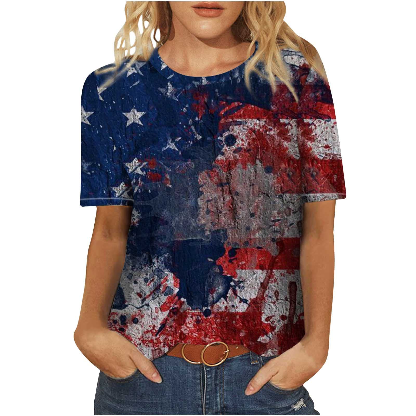 Women's Summer Round Neck Short Sleeve T-Shirt - Cute Printed Vintage Tee, Loose Fit Casual Blouse Top | Perfect for Beach Outings, Weekend Wear & Summer Fashion