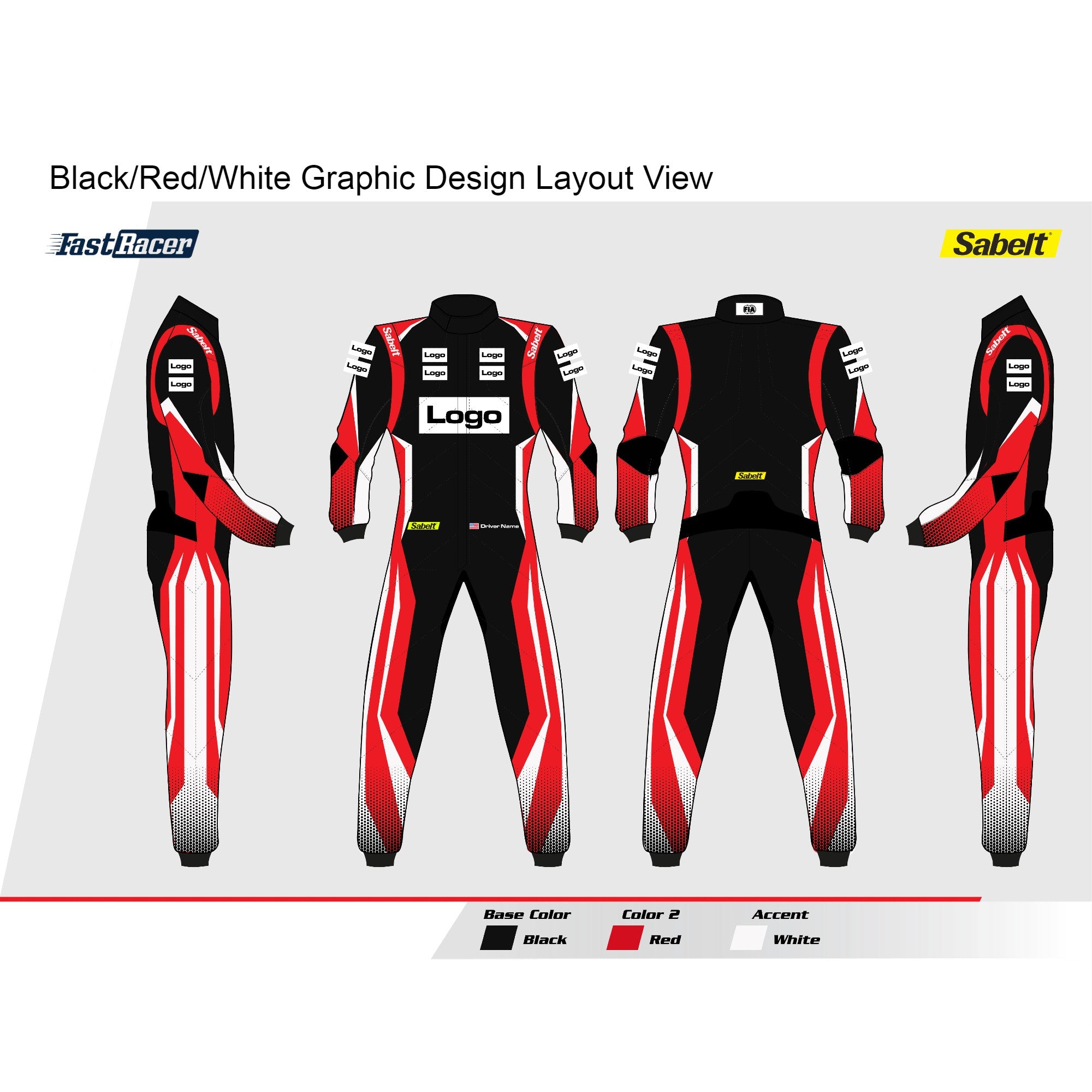 Sabelt TS 10 Sublimated Custom Racing Suit - Lightweight Fireproof Motorsport Wear for Karting & Track Days - Perfect for Professional Drivers & Racing Enthusiasts