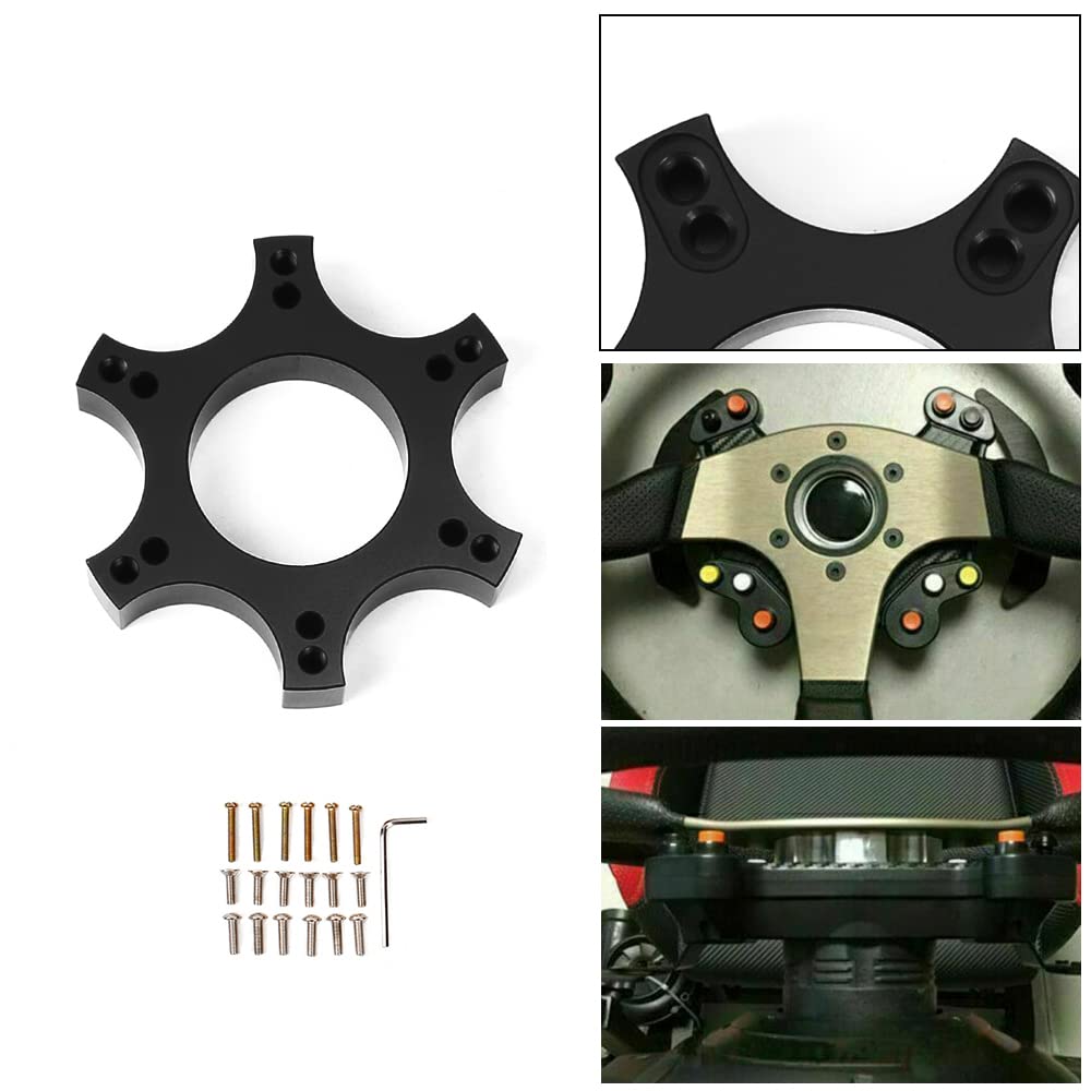 RASTP 70mm Aluminum Steering Wheel Adapter Plate - Compatible with Thrustmaster T300RS & 13-14 Inch Wheels (Black) | Perfect for Racing Simulator Setups & DIY Steering Wheel Upgrades