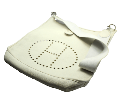 Authentic Hermes Evelyne GM Handbag in Parchment White Clemence Leather - Perfect for Work, Travel & Everyday Luxury