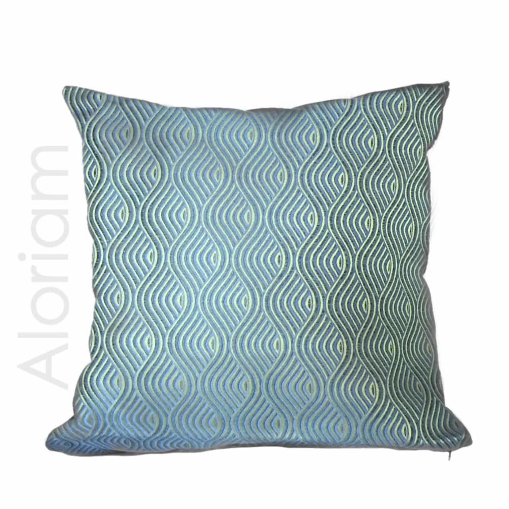 Robert Allen Nouveau Wave Blue Green Gold Pillow Cover - Decorative Throw Pillow Case for Sofa, Bed & Home Decor - 18x18 Inches