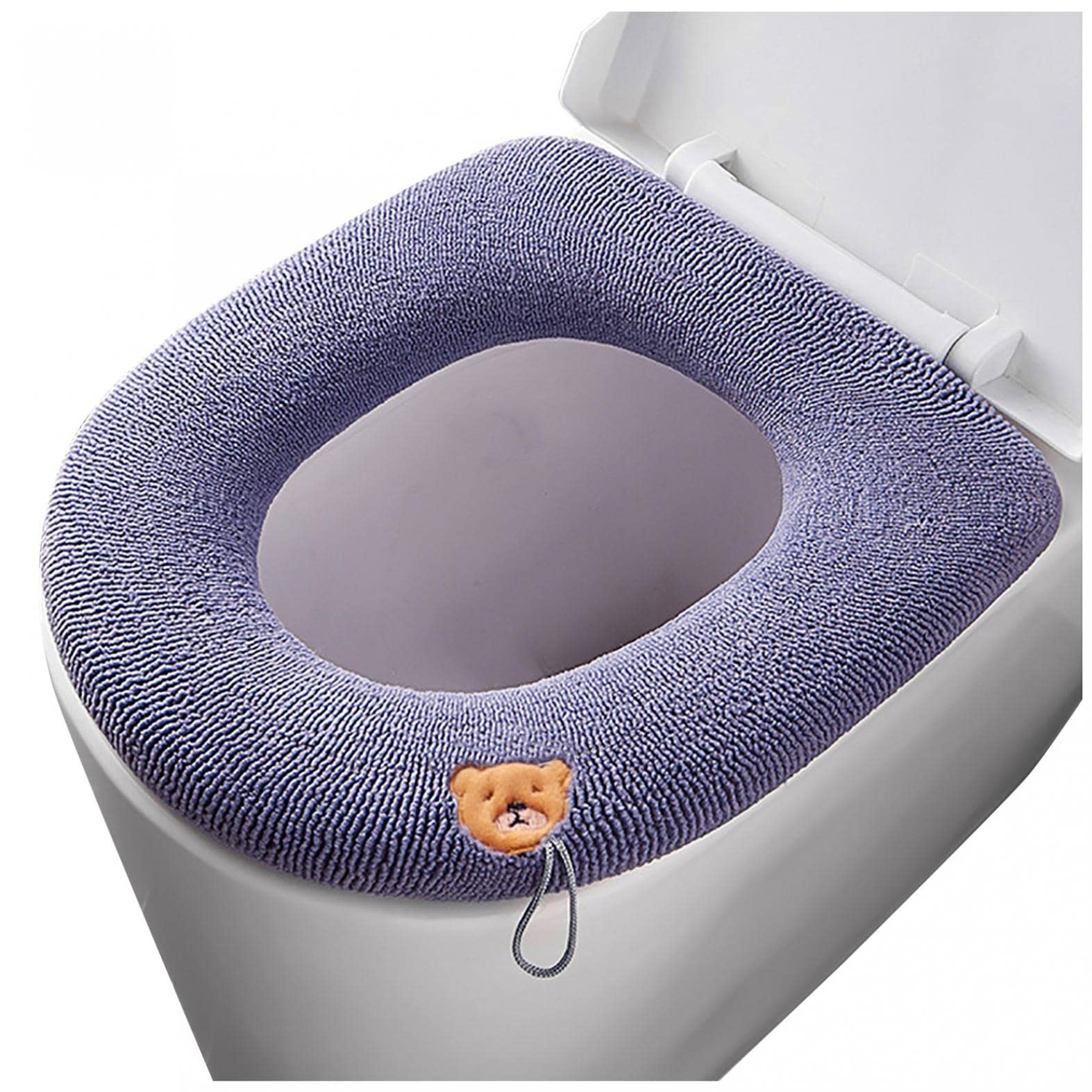 Soft Toilet Seat Cover Cushion - Warm & Washable Bathroom Toilet Protector Pad, Full-Shaped Comfortable Toilet Seat Warmer (Dark Gray) - Perfect for Winter & Cold Bathrooms, Elderly & Disabled Use