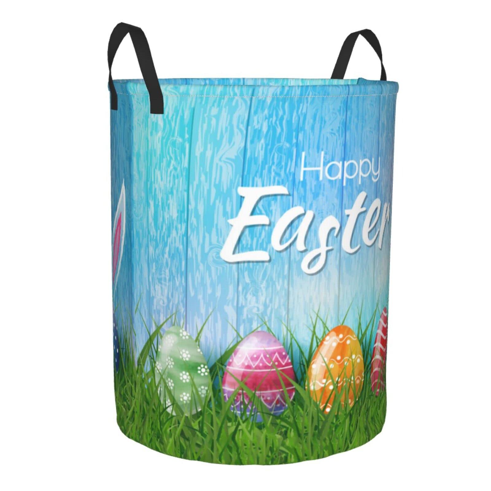 Easter Bunny Collapsible Laundry Basket with Handle - Waterproof Fabric Hamper for Clothes, Toys & Bathroom Storage - Foldable Organizer Bin for Dirty Laundry, Bedroom & Nursery Decor (Perfect for Holiday Gifts & Home Organization)