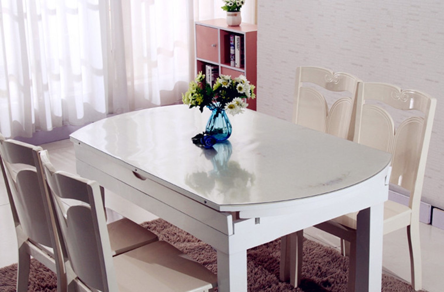 Waterproof Frosted Table Cover Protector - 1.5mm Thick Oval Kitchen Table Pad (33x54 Inches) for Dining Room, Party, and Outdoor Use