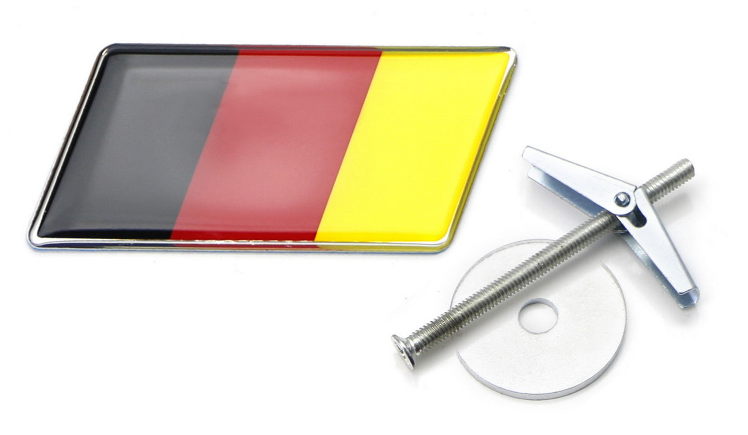 Germany Flag Emblem Badge with Grille Mount & Toggle Bolt Anchor for European Cars - Perfect for Car Enthusiasts & National Pride Display