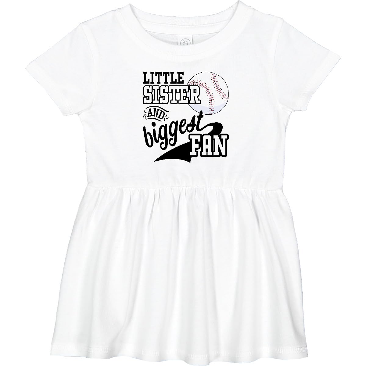 Inktastic Little Sister and Biggest Baseball Fan Infant Dress - Adorable Baby Girl Outfit for Baseball Games, Family Photos & Special Occasions