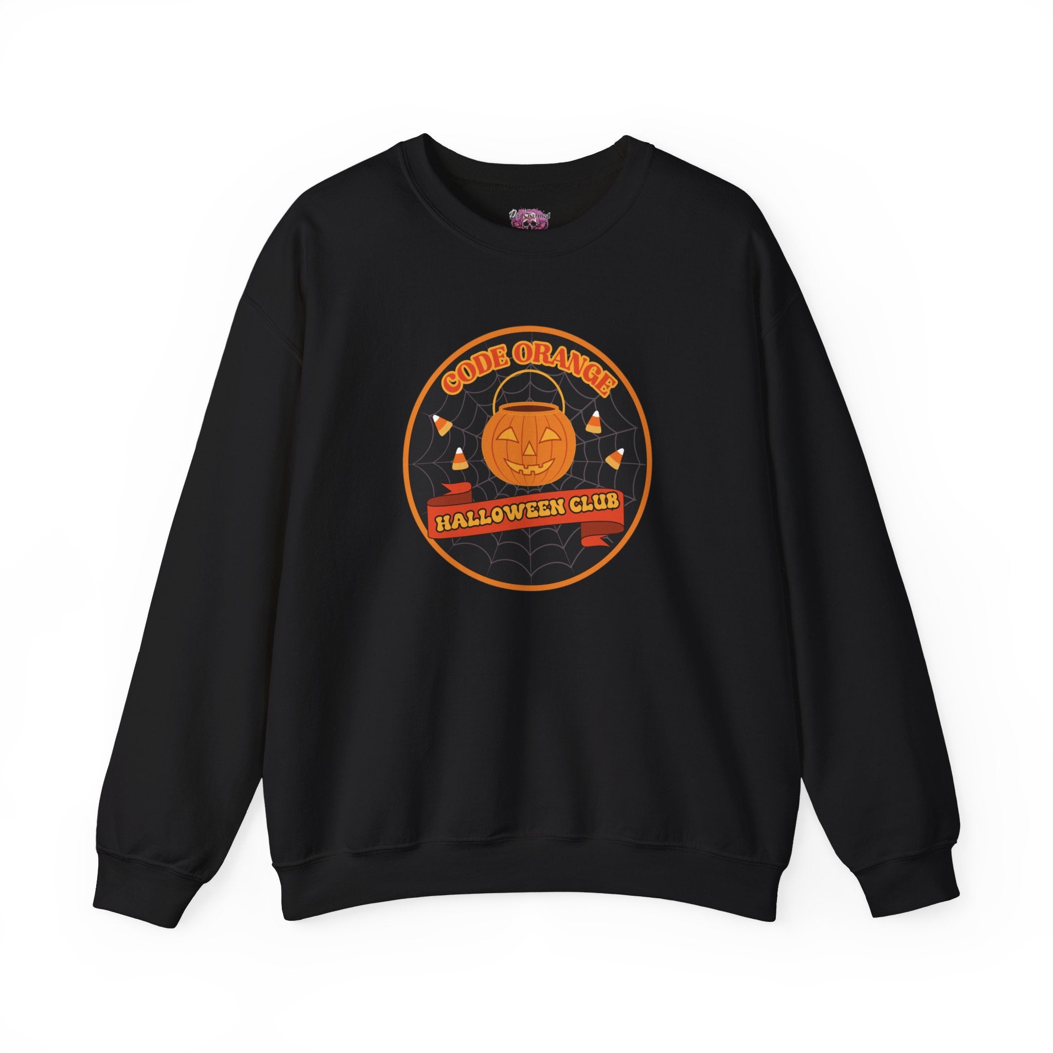 Code Orange Halloween Club Crewneck Sweatshirt - Spooky & Stylish Unisex Pullover for Halloween Parties & Costumes