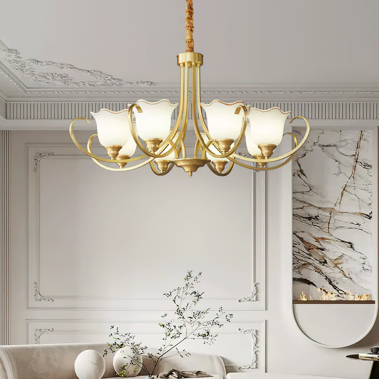 Elegant Blooming Flower Glass Chandelier - Modern Crystal Ceiling Light Fixture for Dining Room, Bedroom & Living Room Decor