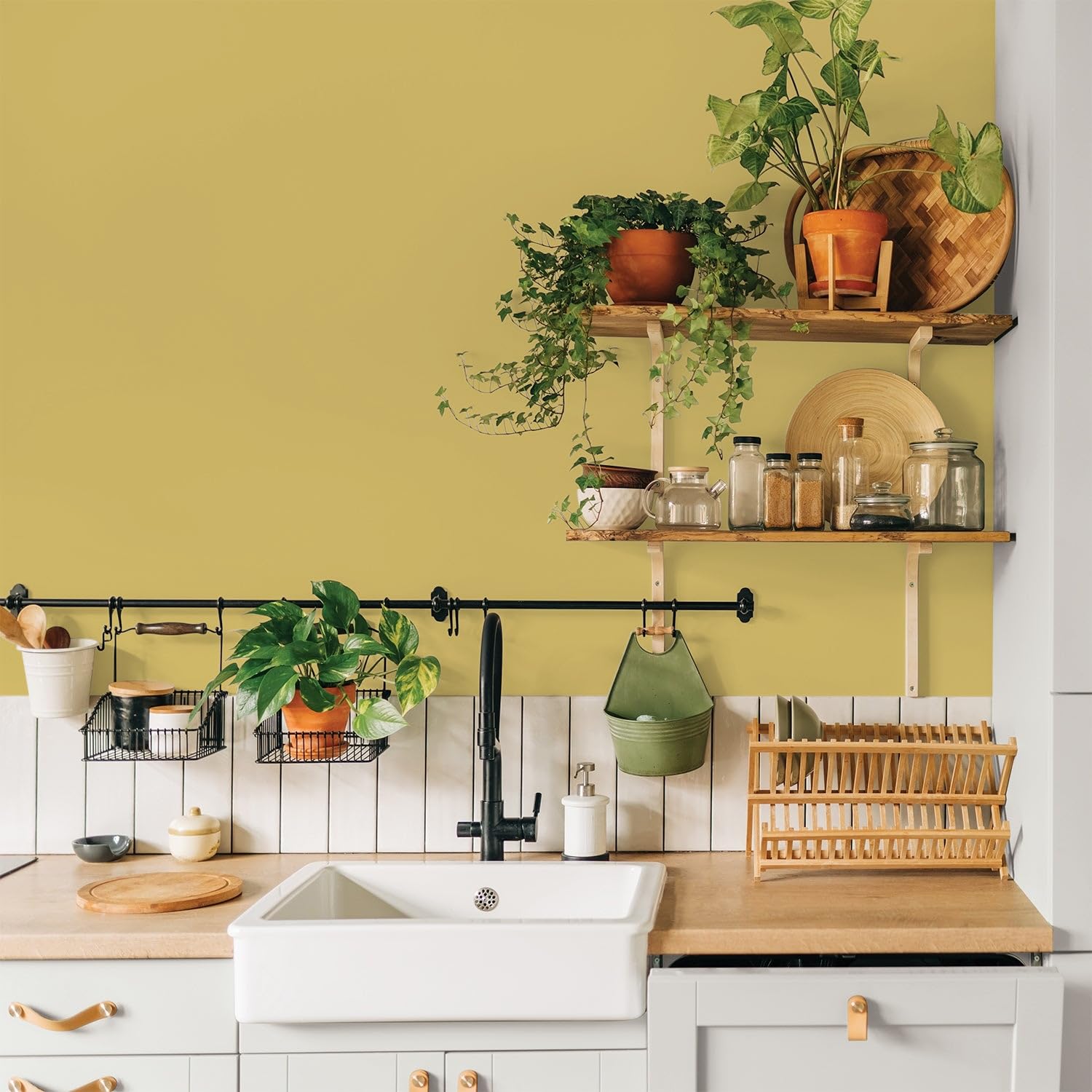 Glidden Interior Paint + Primer in Split Pea Soup Yellow - 1 Gallon Eggshell Finish One Coat Coverage - Perfect for Living Rooms, Bedrooms & Home Decor Projects