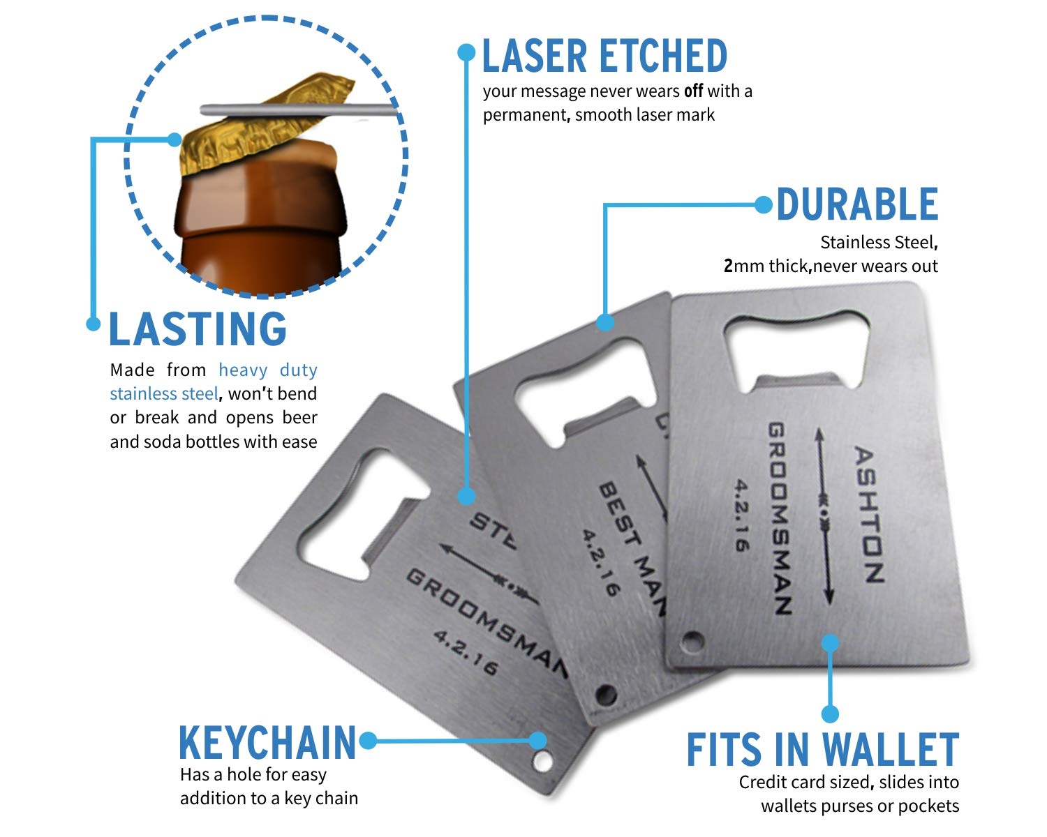 Personalized Wedding Favor Credit Card Opener - Custom Engraved Bottle Opener for Guests - Eat, Drink & Be Married - 150 pcs Set - Perfect for Bridal Showers, Receptions & Anniversary Gifts