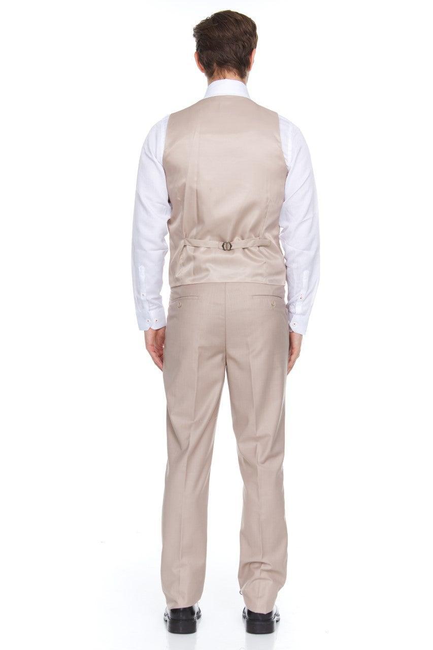 Ferera Collection Men's 3 Piece Modern Fit Suit in Tan - Perfect for Weddings, Business Meetings & Formal Events