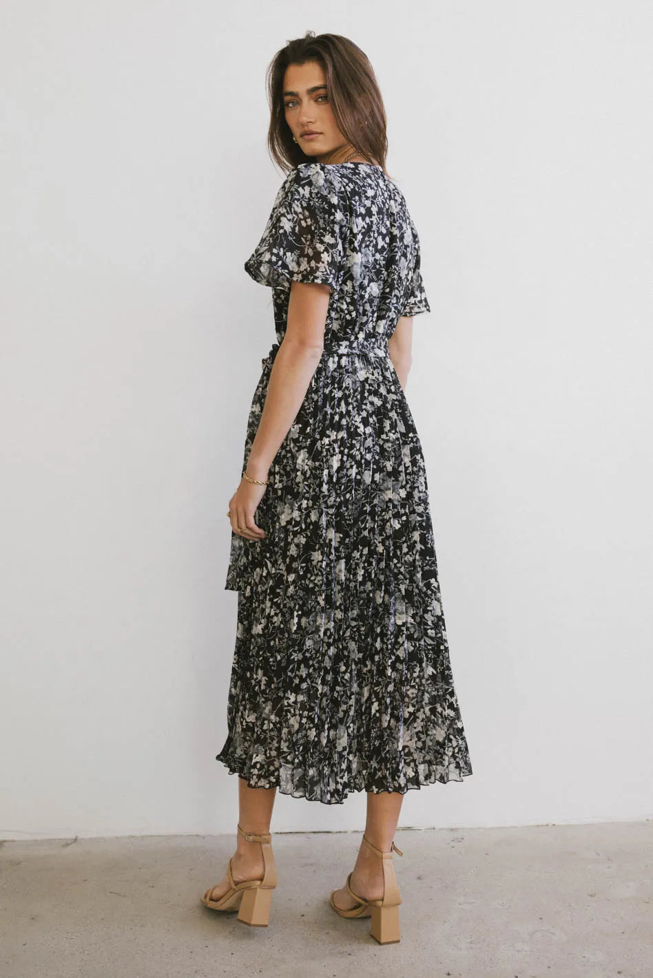 Mary Anne Floral Midi Dress in Black - Elegant Summer Dress for Women | Perfect for Weddings, Parties & Date Nights | FINAL SALE