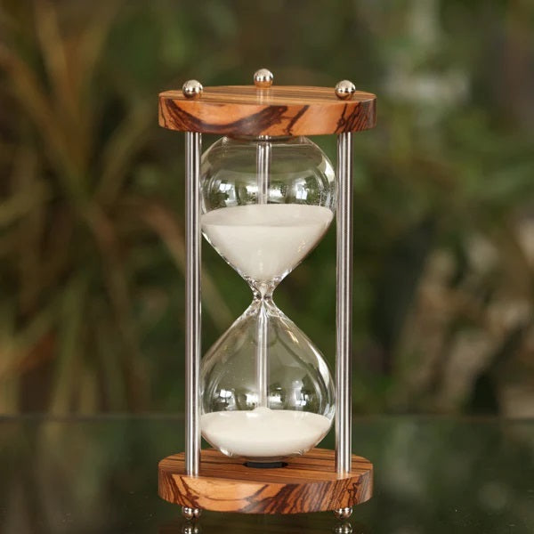 50 Minute Zebrawood Hourglass with Metal Stand - Premium Sand Timer for Kitchen, Yoga, Meditation & Home Decor
