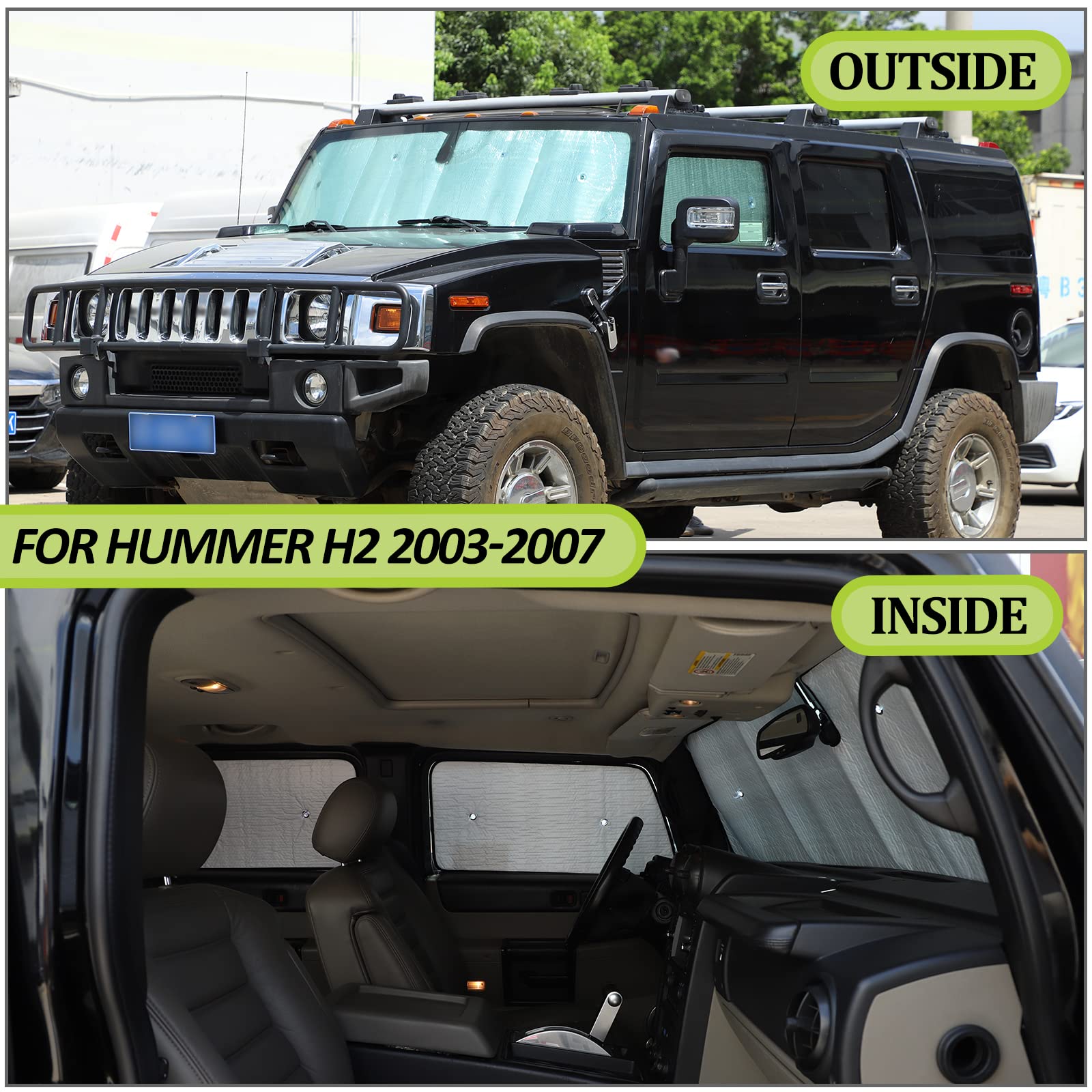 Premium Car Windshield Sun Shade Full Cover Set - Foldable UV Protection Visor for Hummer H2 (2003-2009) | Heat & Glare Reduction | Perfect for Summer Parking & Road Trips