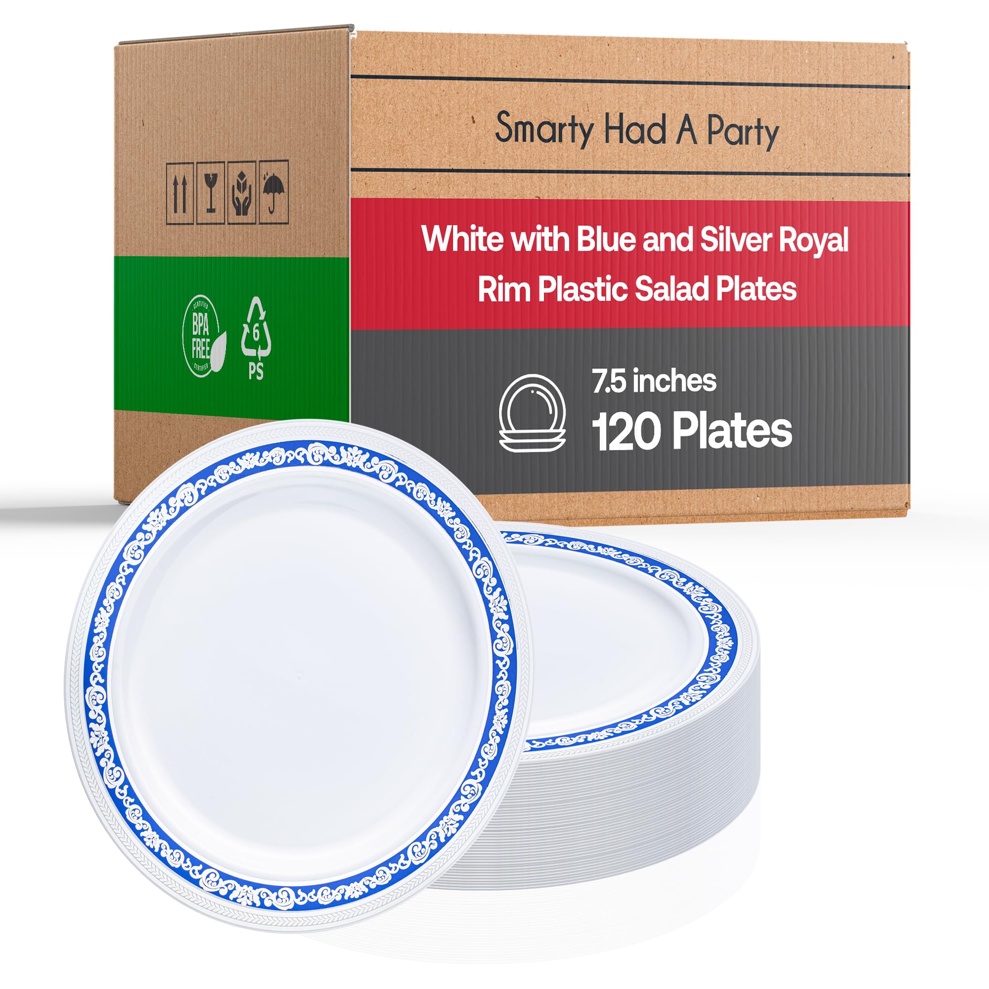 Elegant Disposable Plastic Dessert Plates 120 Pcs - 7.5