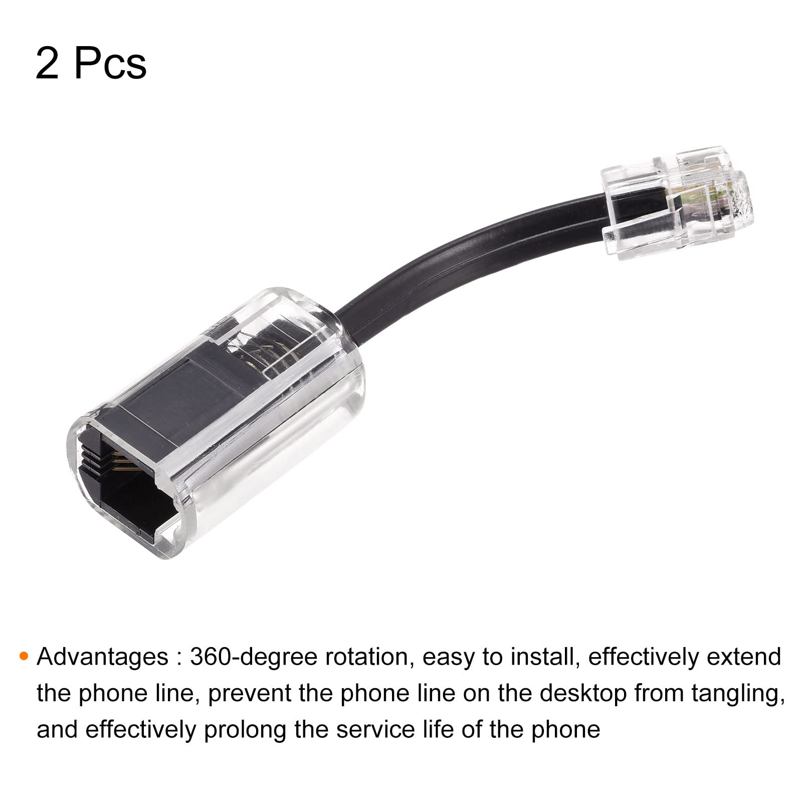 Meccanity 360° Rotating Phone Cord Detangler - Anti-Tangle Landline Cable Organizer (2-Pack, Clear Black) | Perfect for Home, Office & Call Center Use