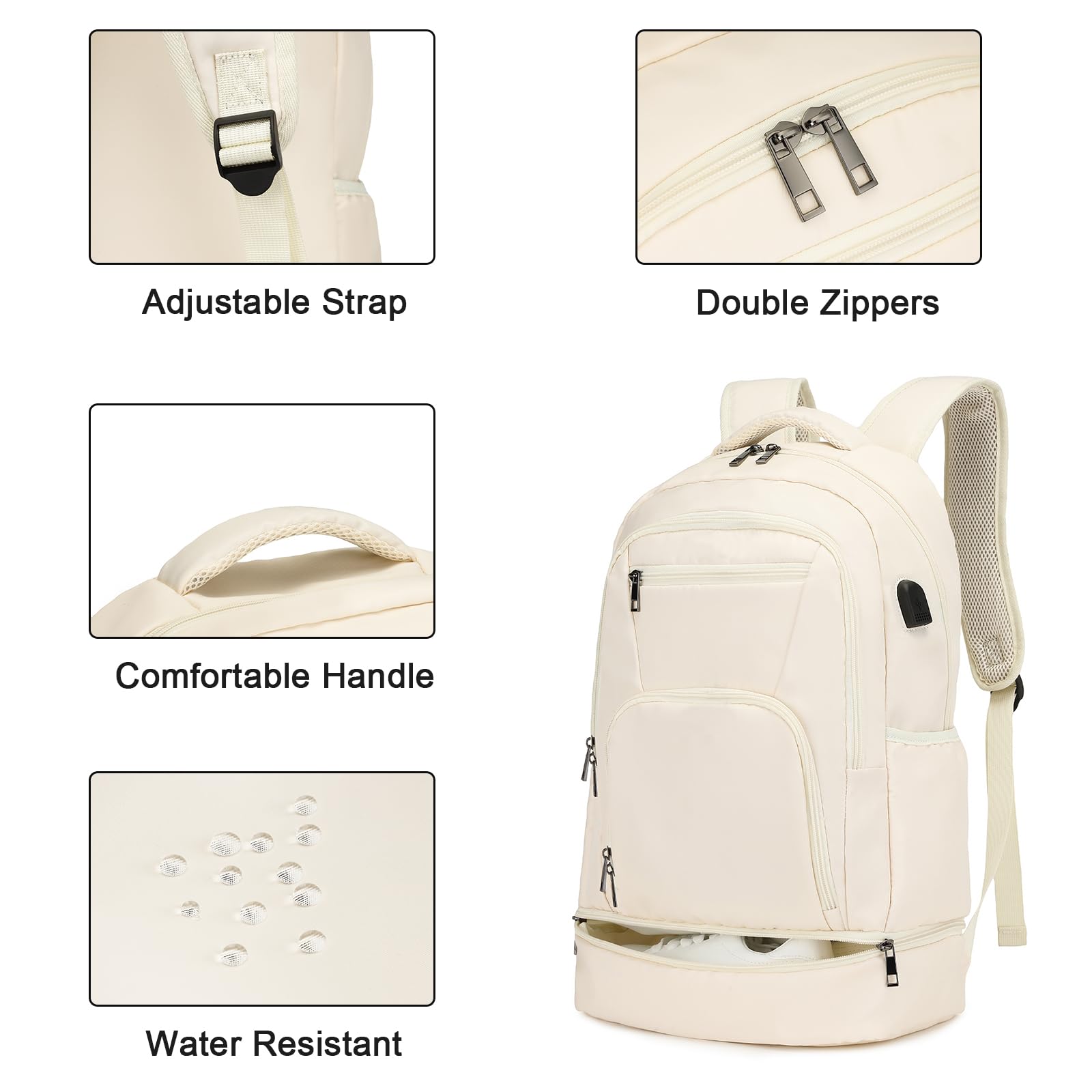 seyfocnia Gym & Travel Backpack for Men & Women - Lightweight Sports Backpack with Shoe Compartment, USB Charging Port & Water Resistant Design - Perfect for Workouts, Travel & Outdoor Activities