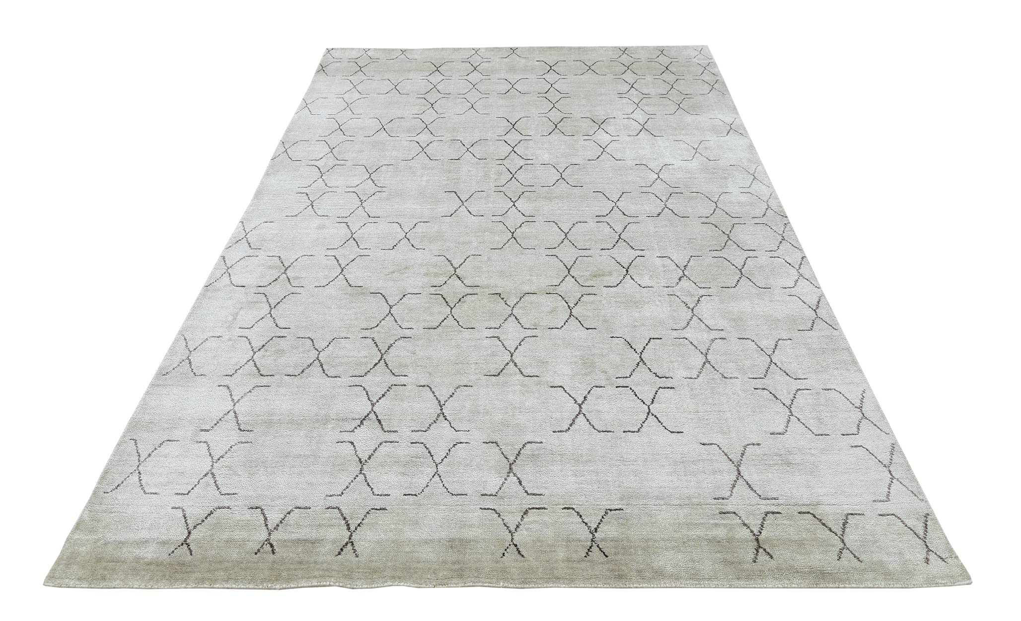 Handmade Bamboo Silk Area Rug - Silver Grey 66