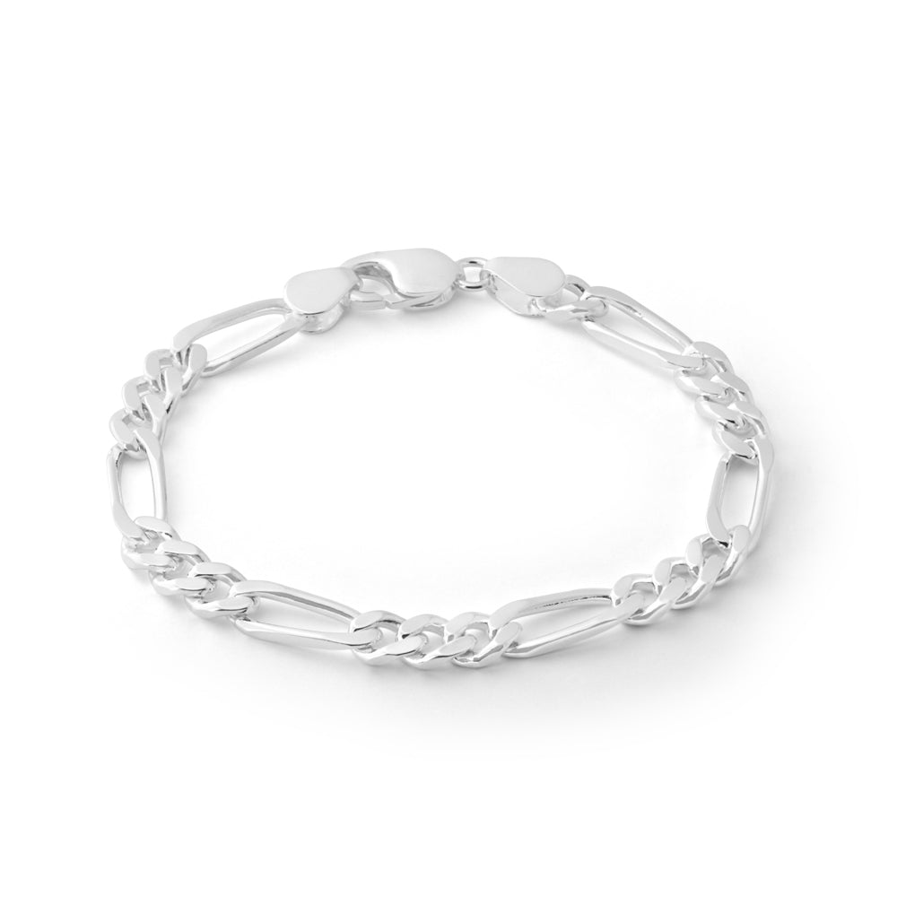 21cm Sterling Silver Figaro Chain Bracelet 200 Gauge 1:3 Ratio - Perfect for Everyday Wear, Gifts & Special Occasions