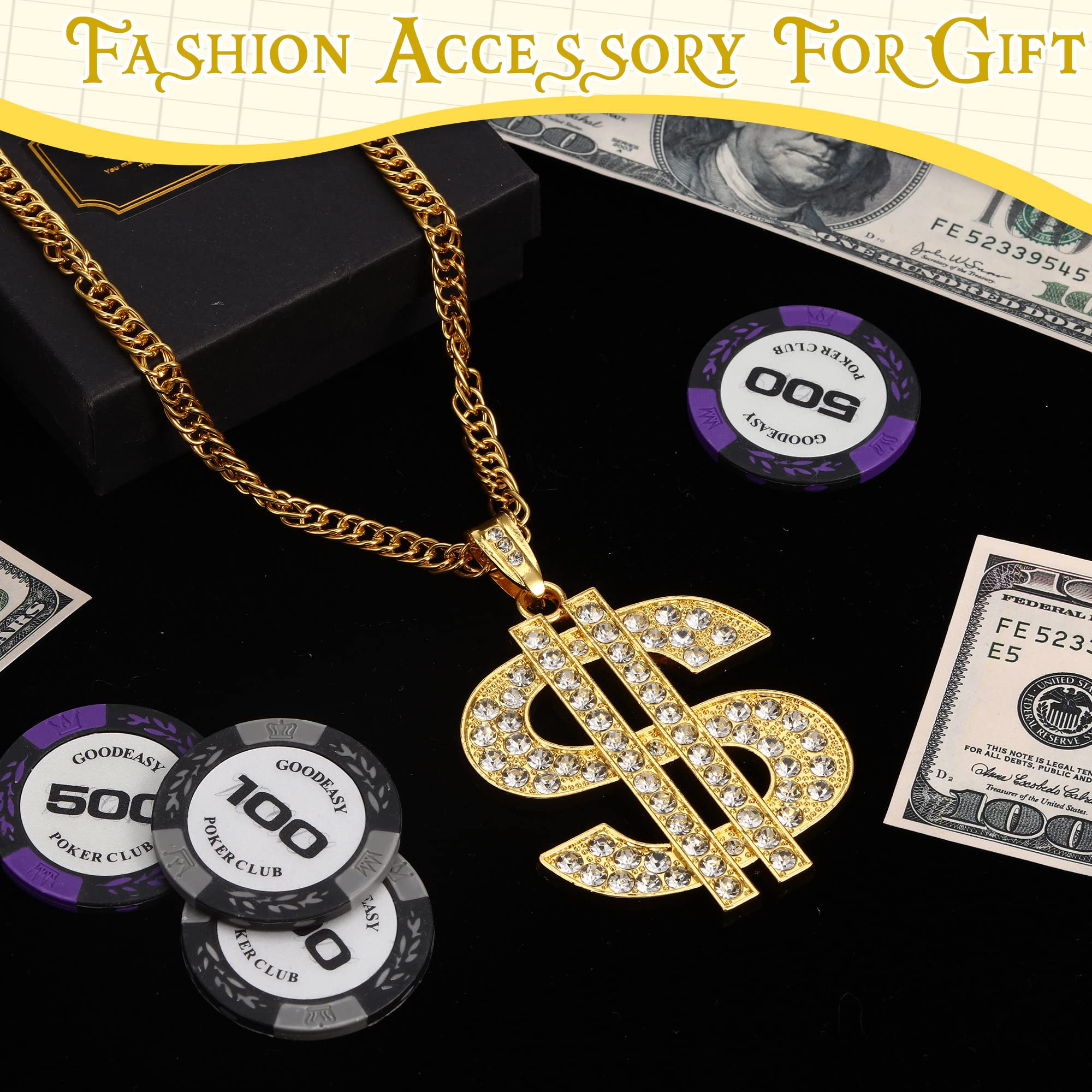 Tatuo 2-Piece Gold Plated Chain Necklace Set for Men with Dollar Sign Pendant - Hip Hop Jewelry for Streetwear & Urban Fashion | Perfect for Parties, Concerts and Everyday Style