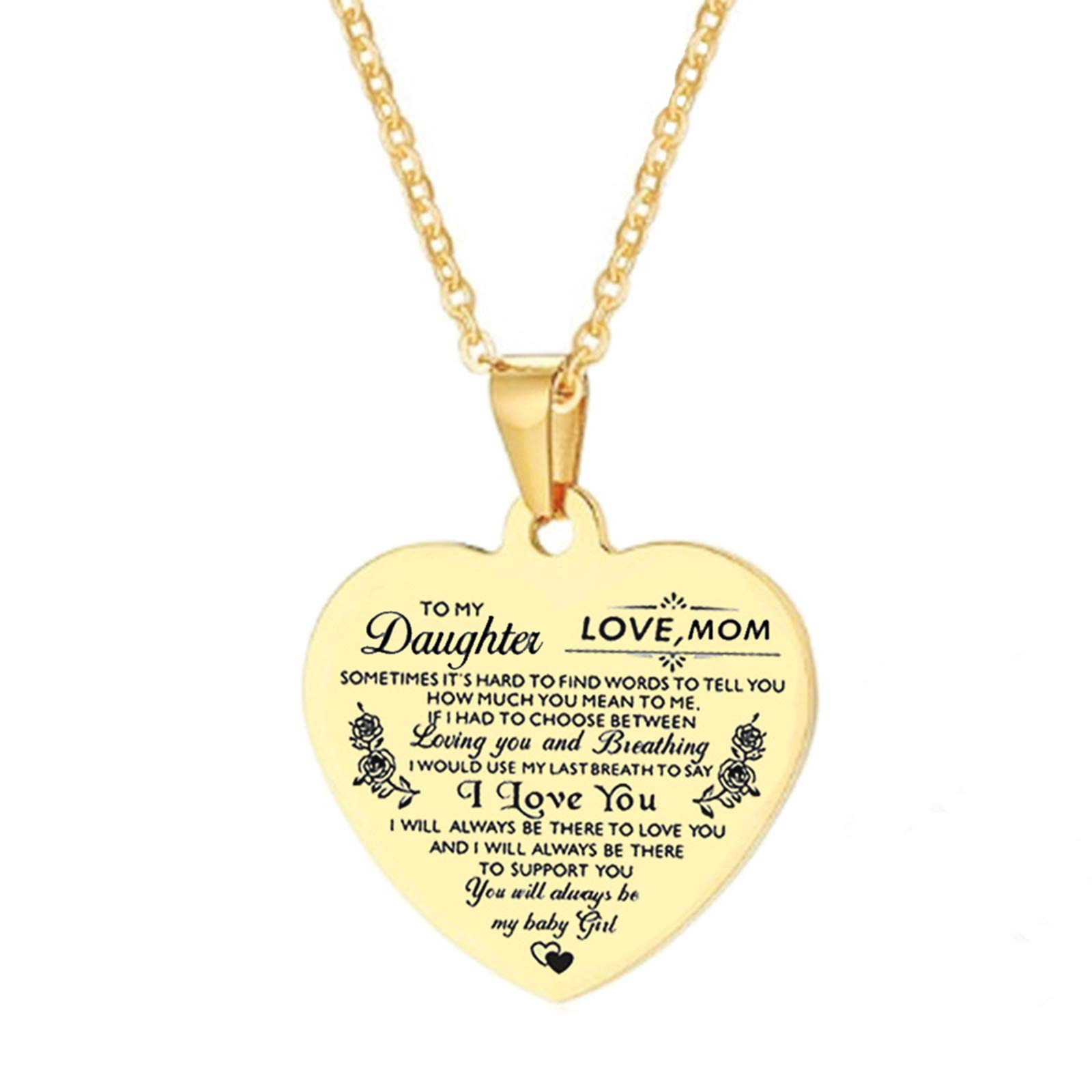 Inspirational I Love You Heart Pendant Necklace - Meaningful Gift for Daughter, Son, Wife, or Mom - Perfect for Christmas, Birthday, Anniversary & Graduation - Jewelry Gift from Parents with Love (Great for Everyday Wear & Special Occasions)