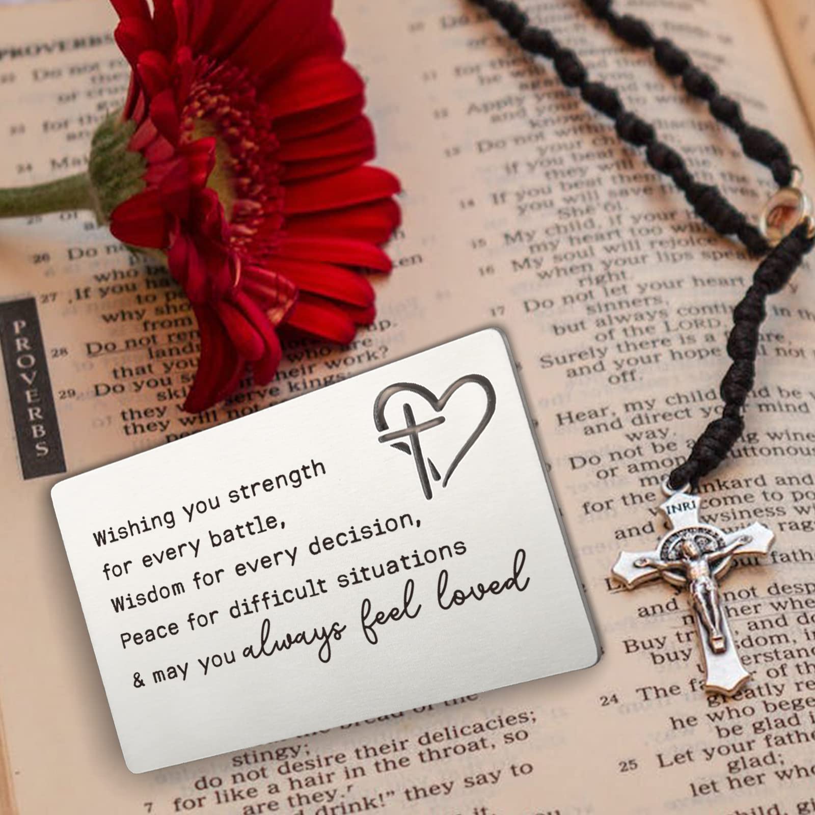 YODOCAMP Christian Engraved Wallet Card - Religious Scripture Gift for Men & Women - Inspirational Encouragement Present for Christmas, Birthday, Graduation - Perfect for Daily Carry & Faith Reminders