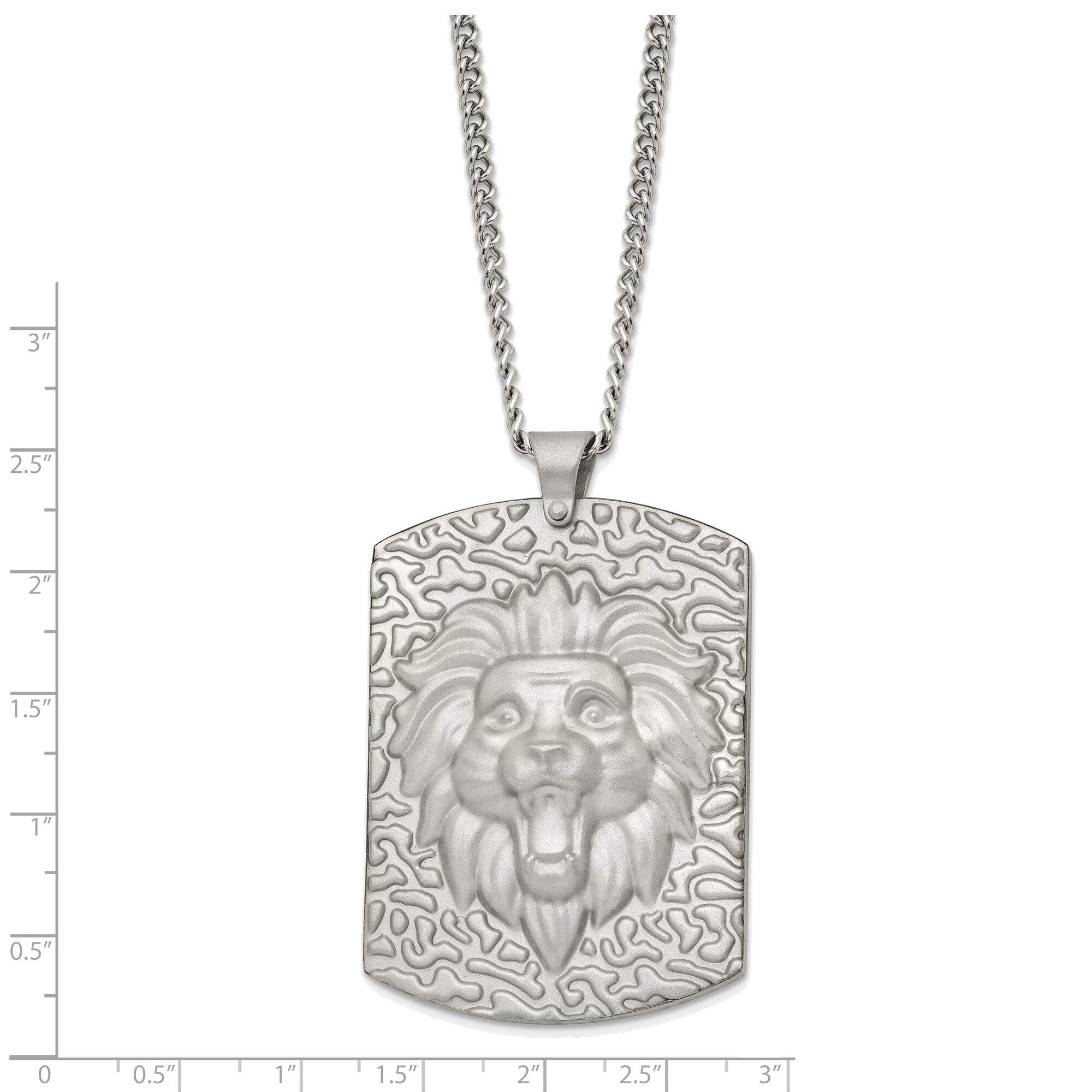 Bonyak Stainless Steel Matte Finish Lion's Head Pendant Necklace - 24 Inch Men's Chain Jewelry for Gifts, Fashion & Everyday Wear