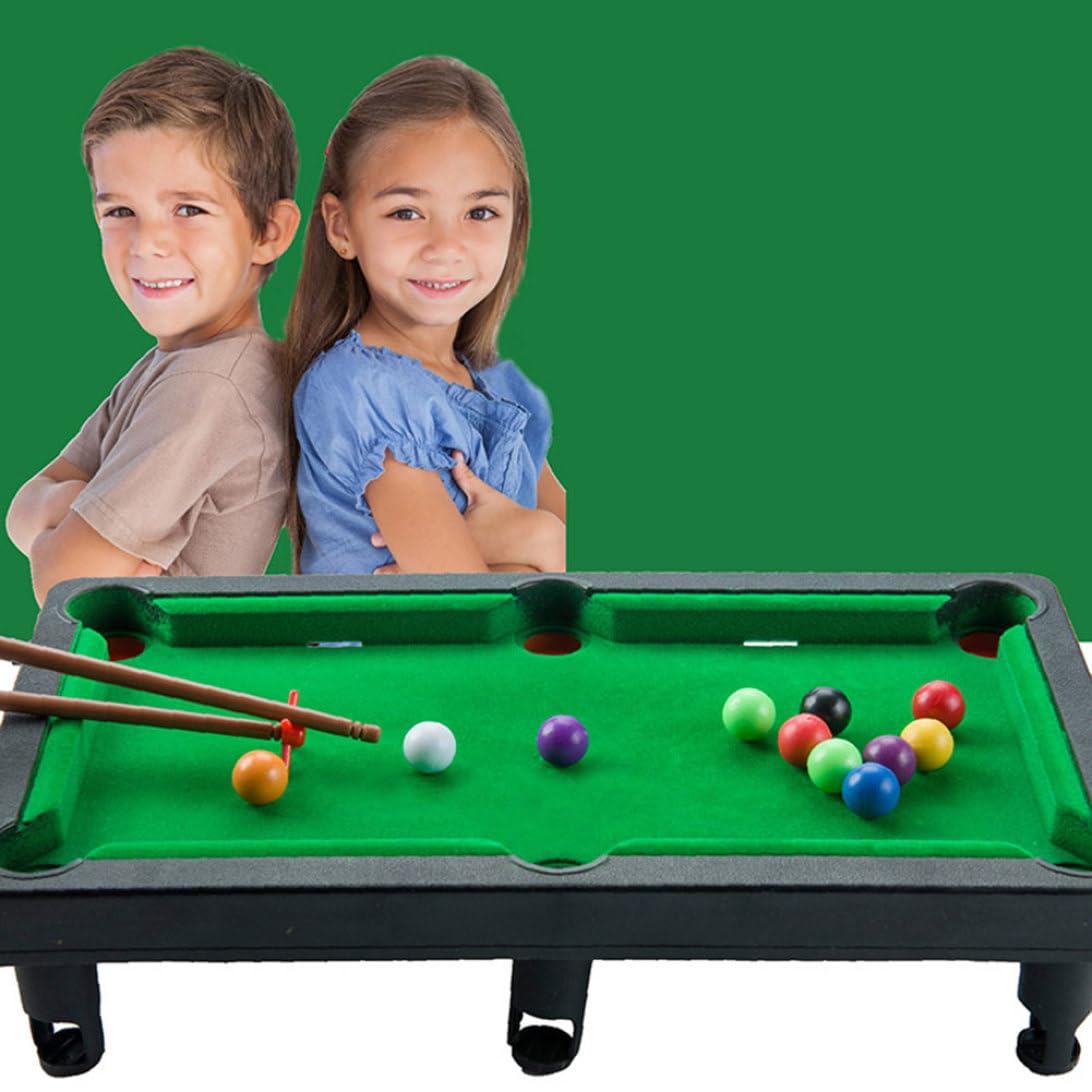 1 Set Mini Tabletop Pool Set - Small Billiards Game with Balls, Sticks & Triangle Rack - Travel & Office Friendly Desk Games for Home, Parties & Kids