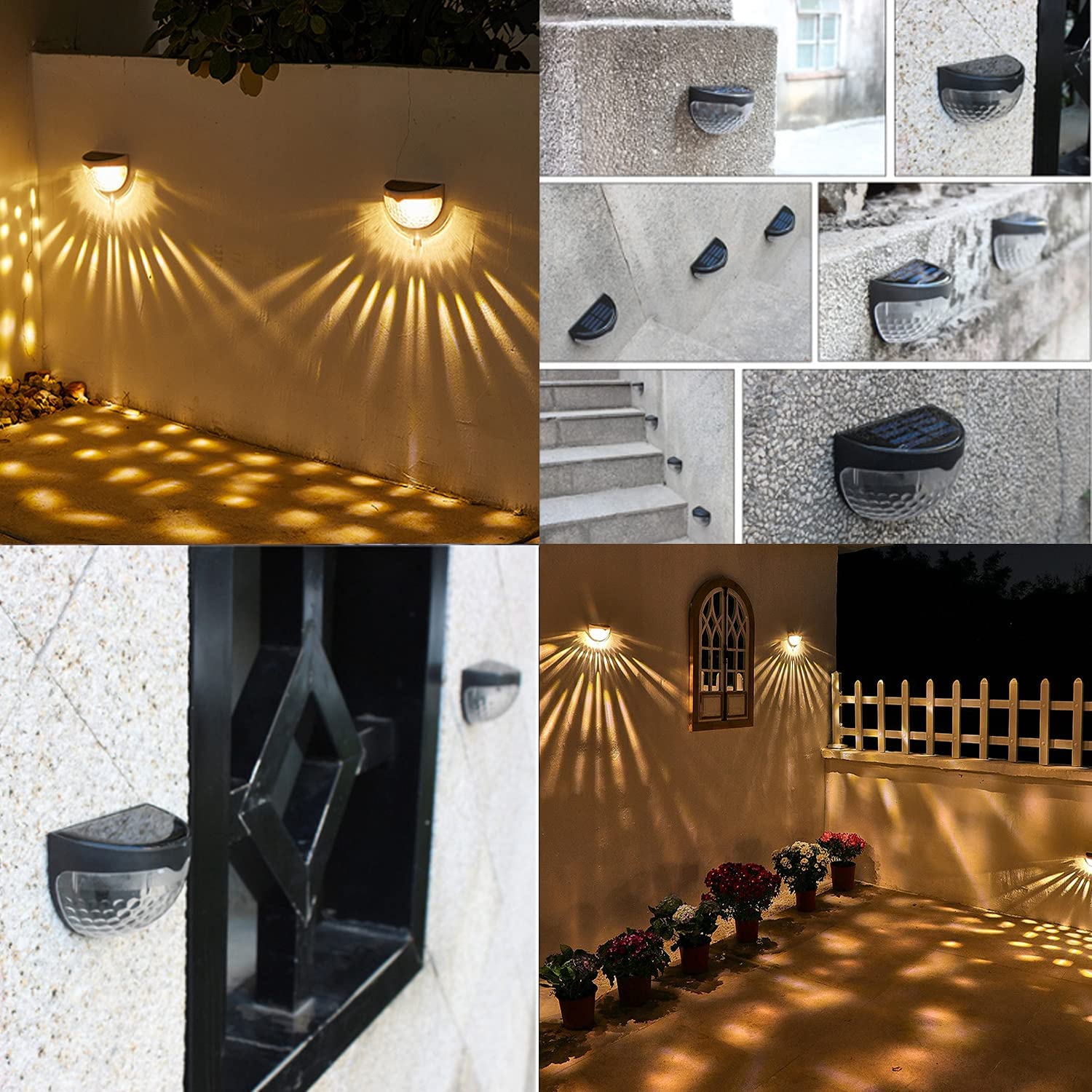 2 Pack Solar Fence Lights - Waterproof Outdoor Deck & Wall Lights for Yard, Stairs, Garden