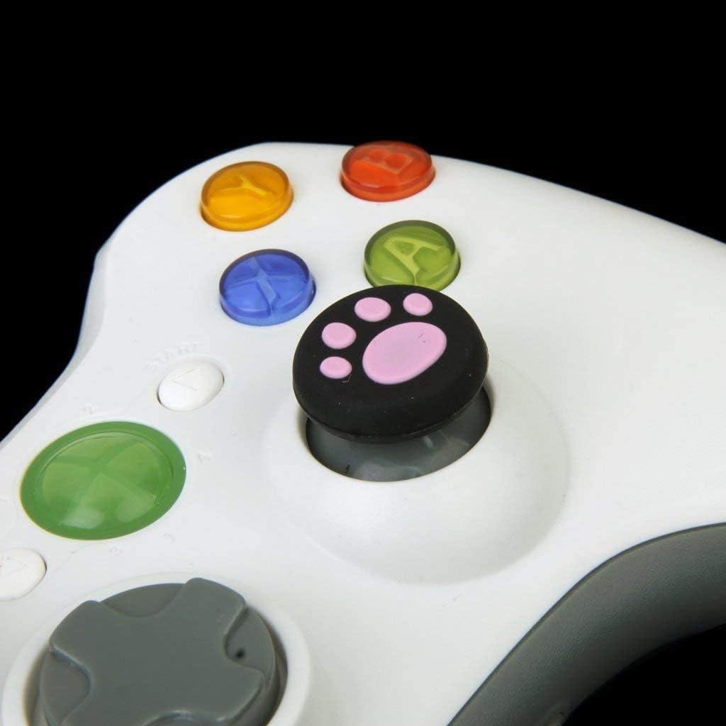 2PCS Analog Stick Thumb Grips for PS5/PS4/PS3/Xbox One/360/Switch Pro/Wii U Controllers - Non-Slip Paw Design (Pink) - Improve Gaming Comfort & Grip for Long Play Sessions