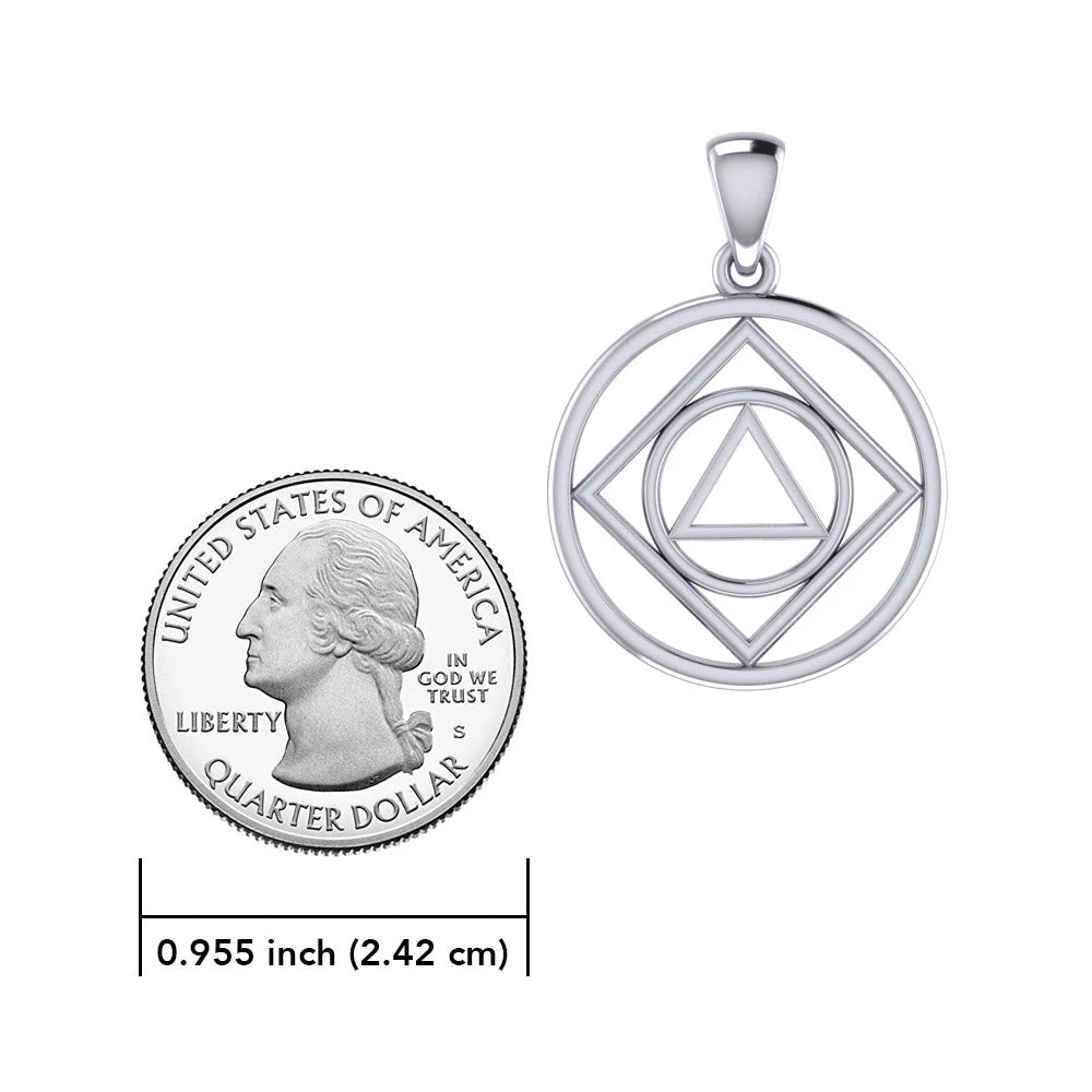 Dual Recovery NA & AA Sterling Silver Pendant with Adjustable 18