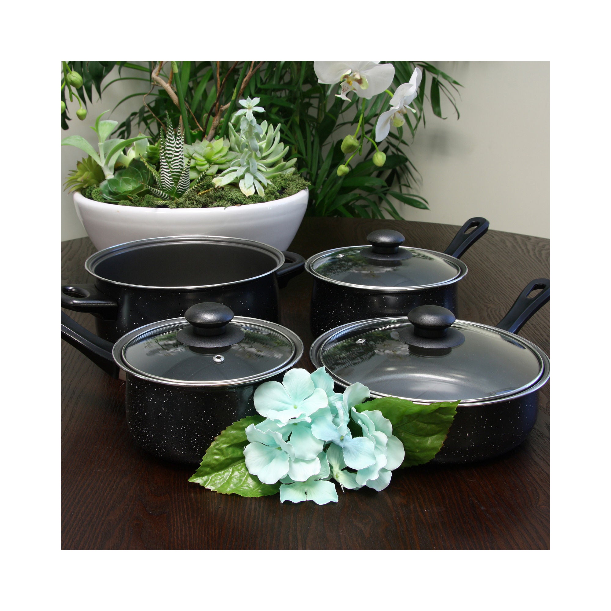 Premium Gibson Home Casselman 7-Piece Nonstick Cookware Set with Heat-Resistant Bakelite Handles - Black | Complete Kitchen Cookware Set for Frying, Boiling & Sauteing | Perfect for Home Cooking & Professional Chefs