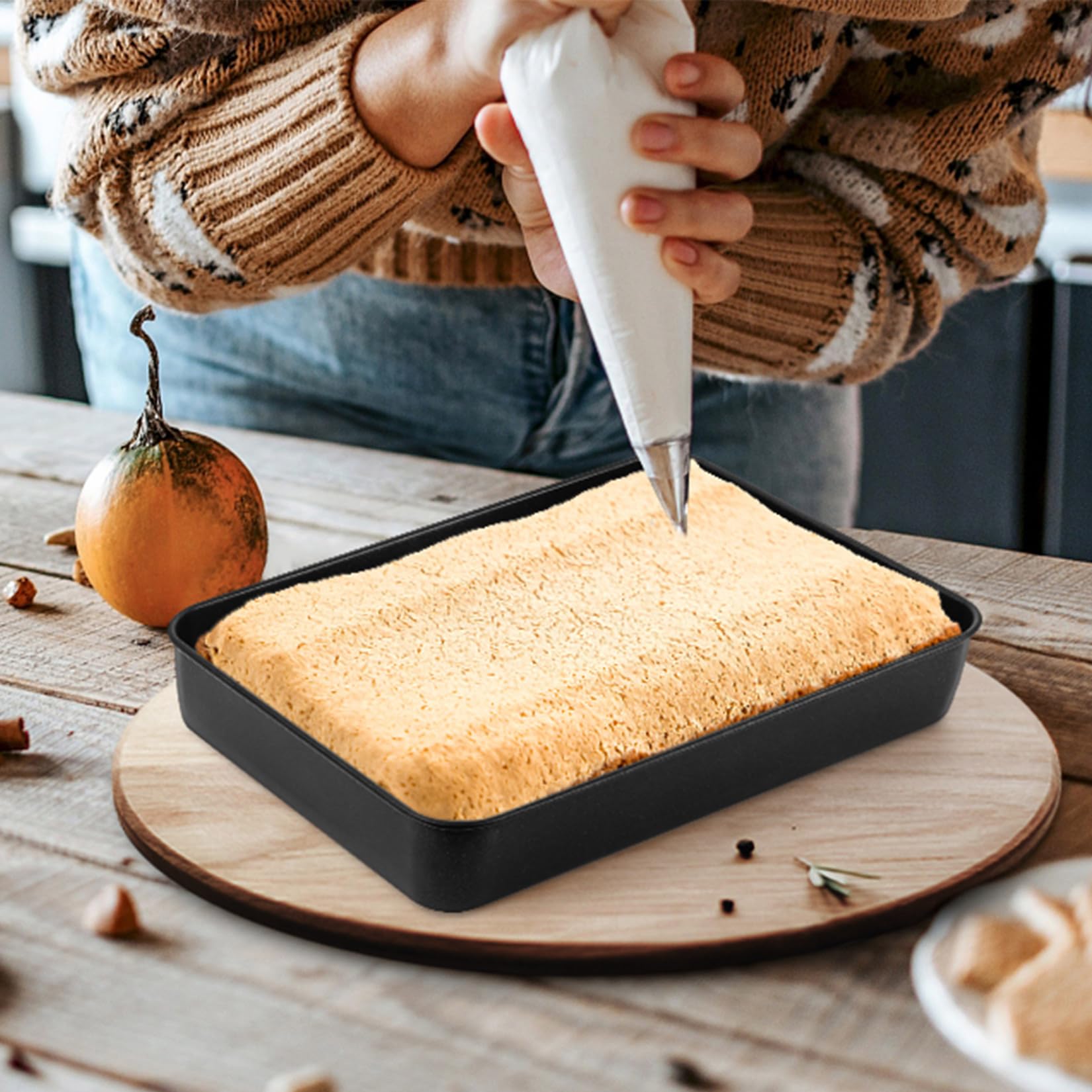 **P&P CHEF Nonstick Small Lasagna Pan – 9.3 Inch Stainless Steel Deep Toaster Oven Pan Tray for Baking Brownies, Meats & Lasagna – Rectangular Bakeware for Oven, Heavy Duty & Easy Clean (2Pcs) – Perfect for Home Cooking, Parties & Meal Prep**