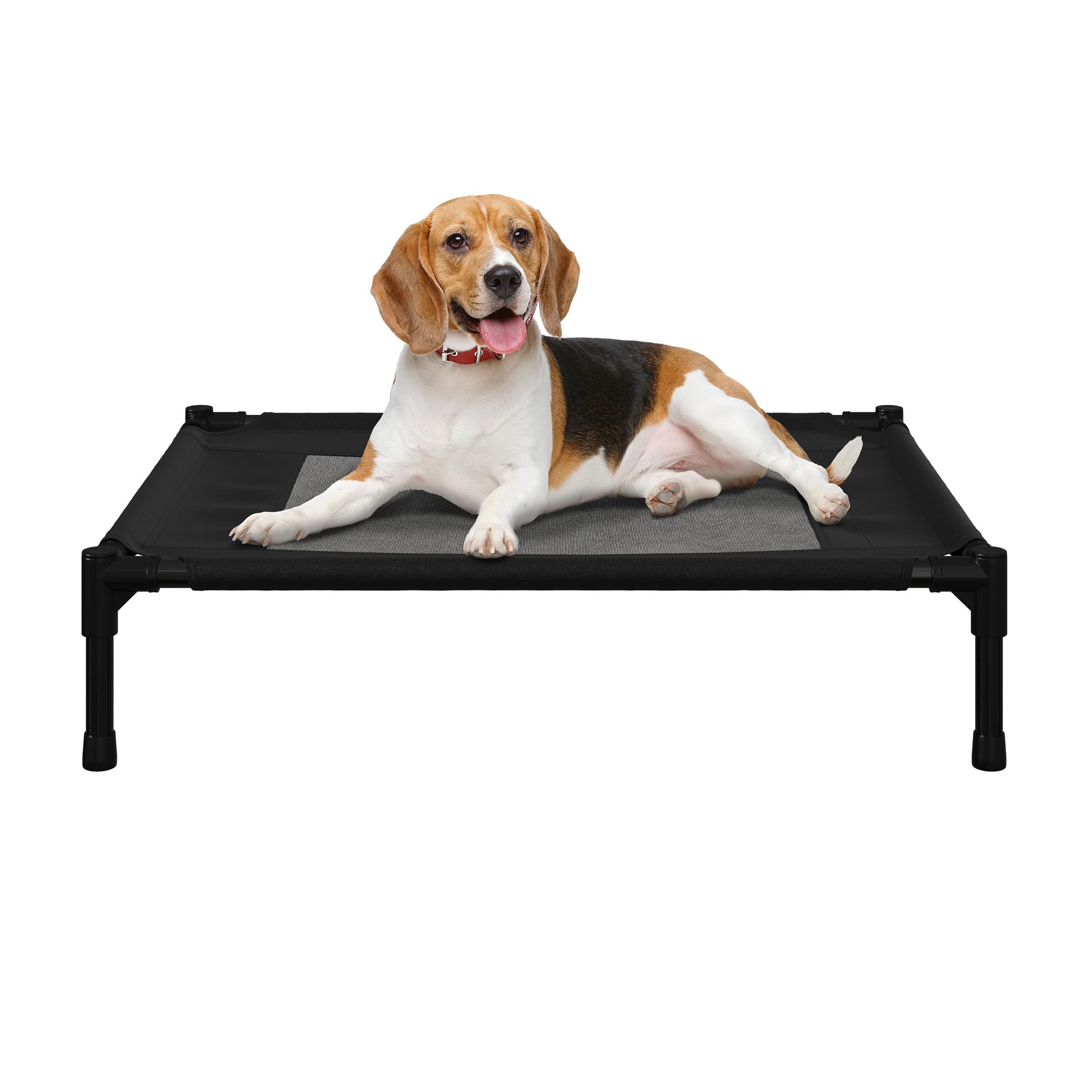 Premium Elevated Dog Bed - 30x24 Inch Portable Pet Cot with Non-Slip Feet - Indoor/Outdoor Cooling Dog Bed for Small to Medium Dogs up to 50lbs - Perfect for Camping, Travel & Home Use - PETMAKER (Black)