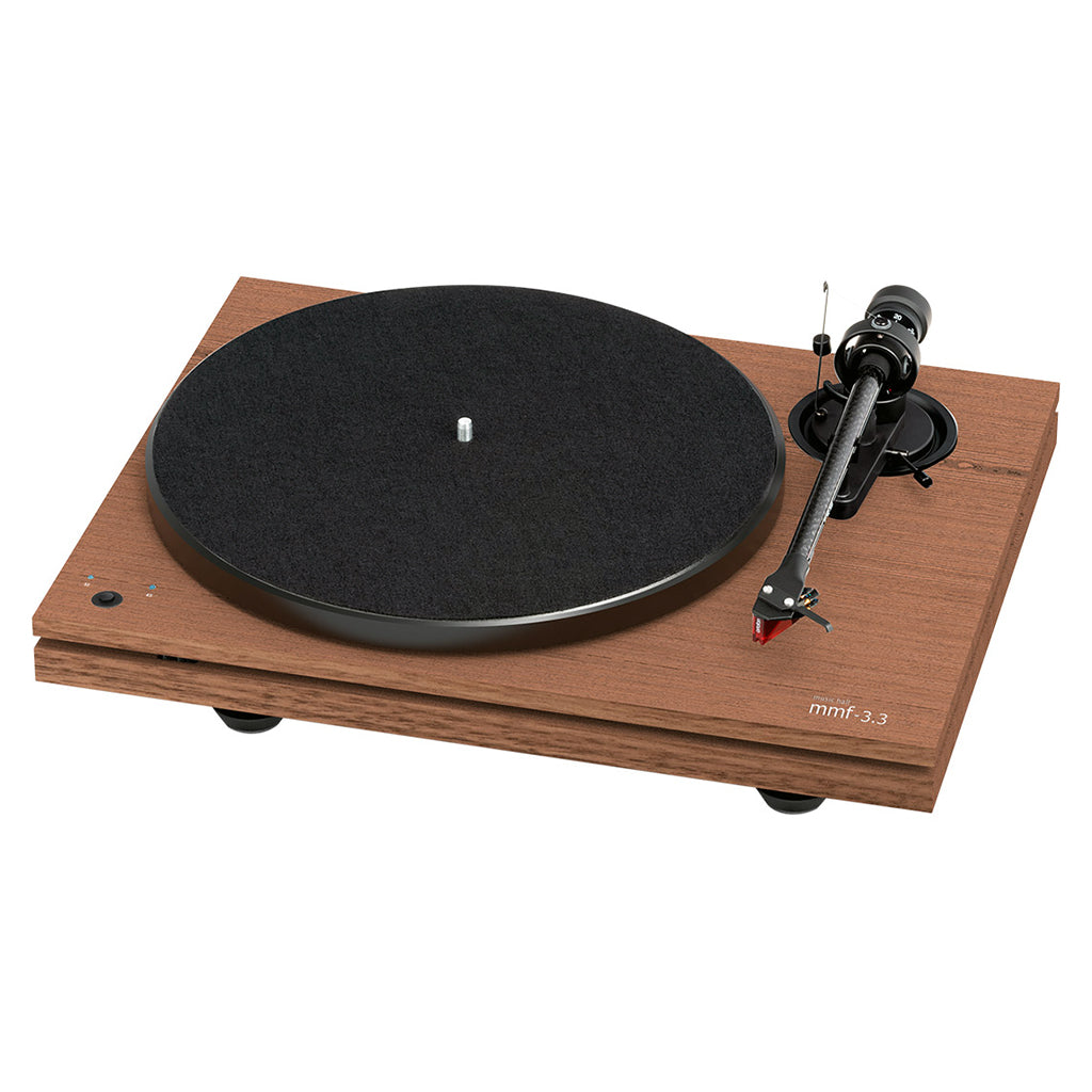 Music Hall MMF 3.3SE Walnut Turntable - High Fidelity Vinyl Record Player with Belt Drive & Adjustable Tonearm - Perfect for Audiophiles & Home Entertainment Systems