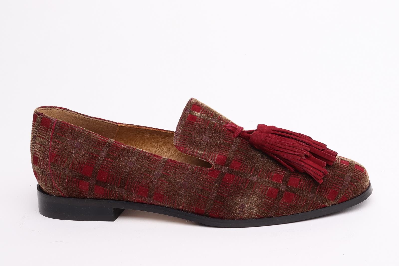 Pedro Miralles Brown Burgundy Velvet Print Loafers for Men - Comfortable Slip-On Dress Shoes for Business, Wedding & Formal Occasions