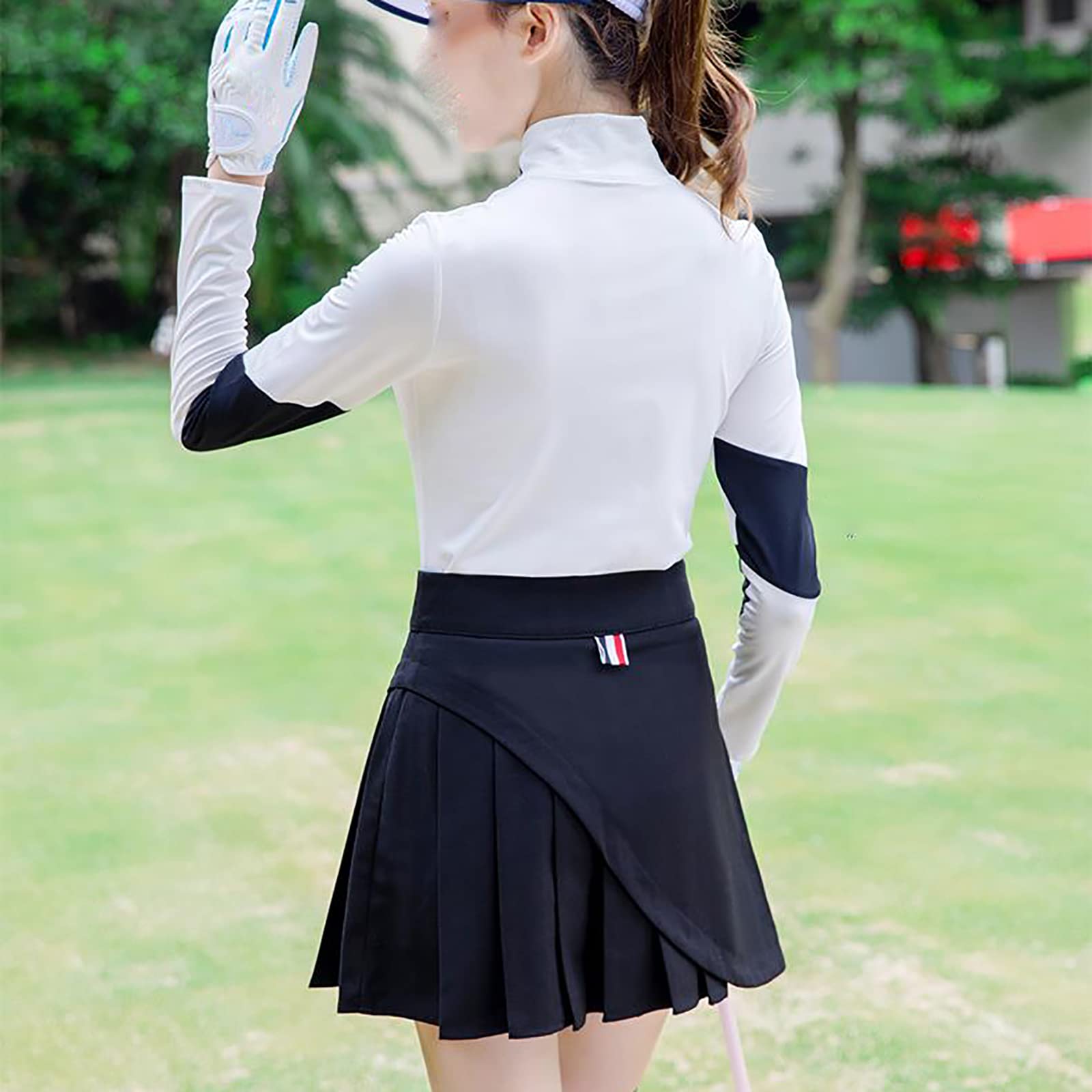 Women's Quick-Dry High Neck Long Sleeve Golf Shirt - Slim Fit Athletic Top for Tennis, Baseball & Bowling - Sun Protection & Moisture Wicking Performance Tee - Perfect for Spring Sports & Outdoor Activities