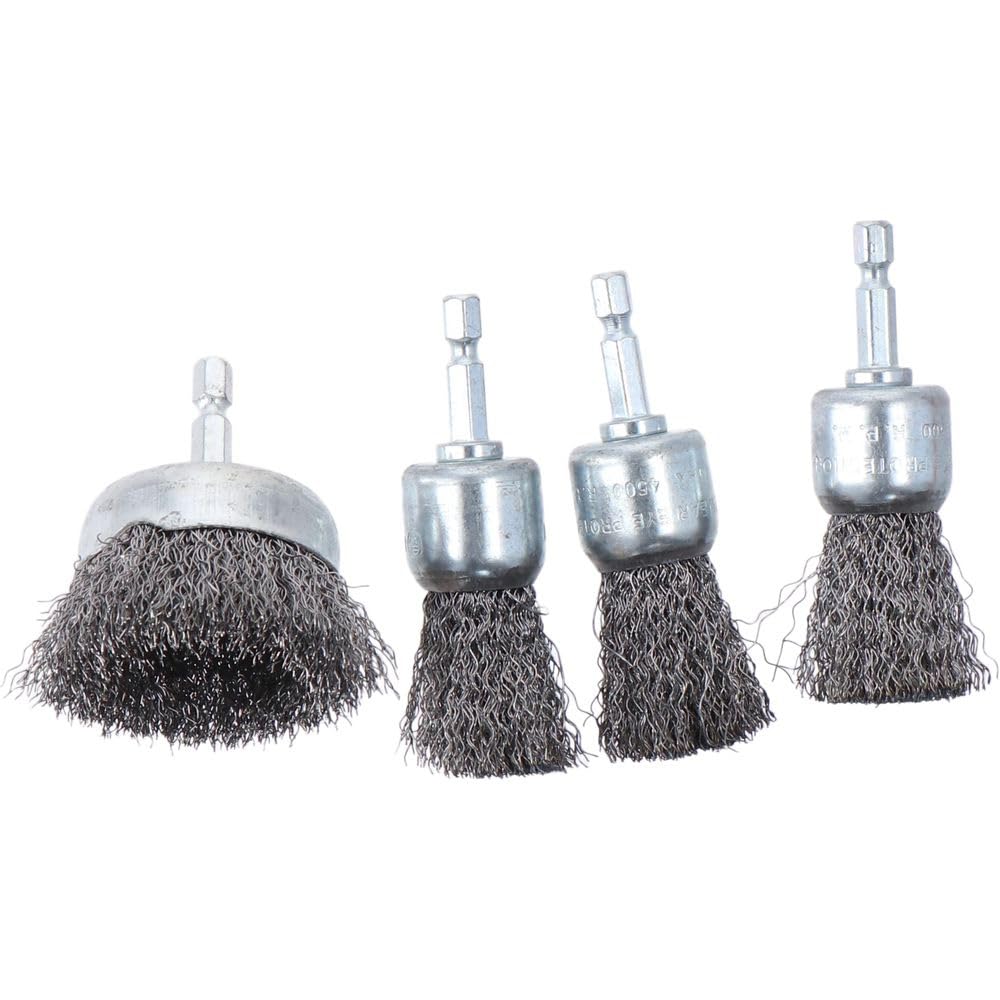 9PCS Abrasive Wire Brush Set for Drill - 0.012 Coarse Cup & Wheel Brushes for Rust Removal, Stainless Steel Cleaning & Metal Polishing - Perfect for Automotive, Woodworking & DIY Projects
