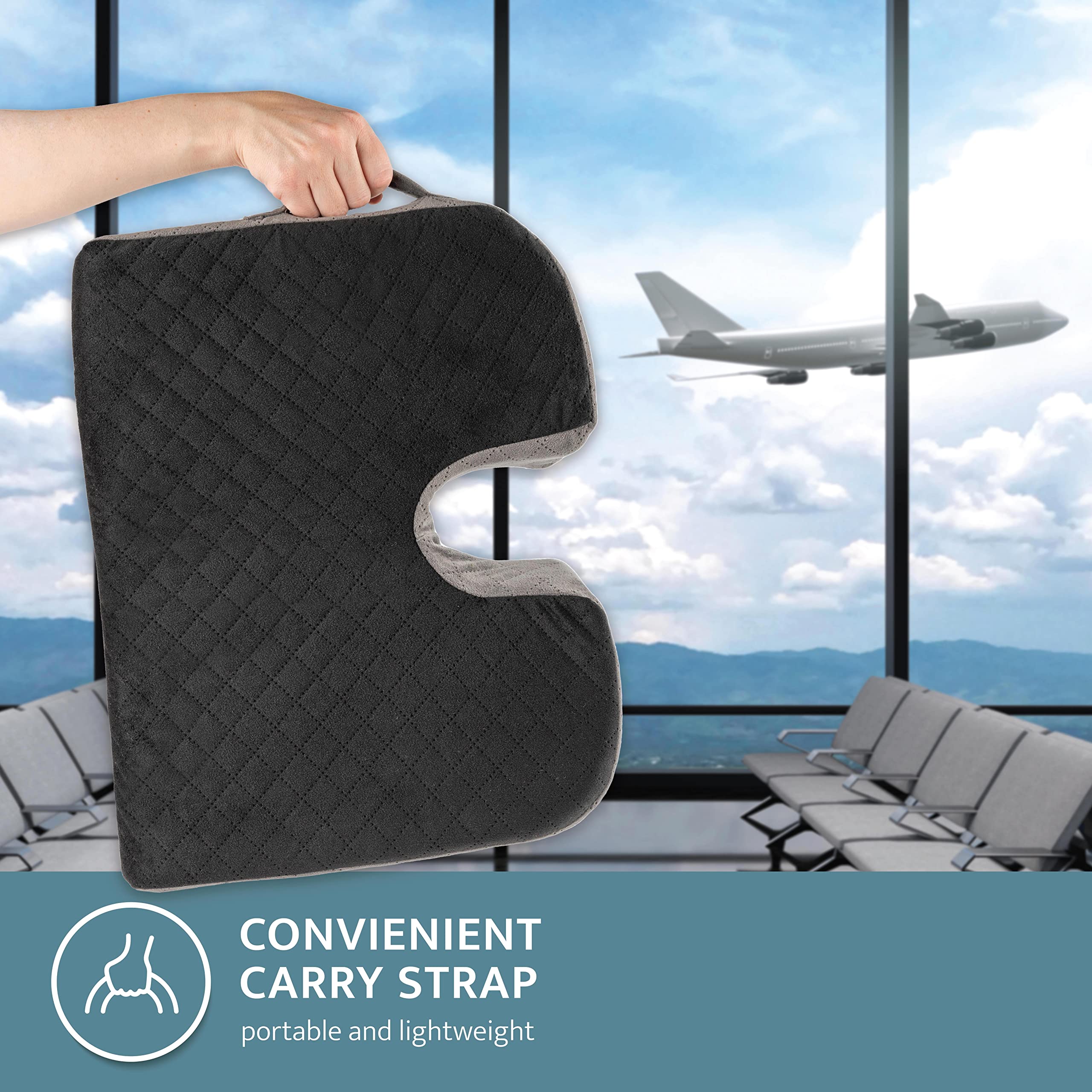 Kölbs Premium Car Seat Cushion for Truck Drivers - Orthopedic Wedge Cushion with Coccyx Cutout for Tailbone Pain Relief - Stylish Jacquard Cover - Perfect for Long Drives, Office Chairs & Back Pain Relief